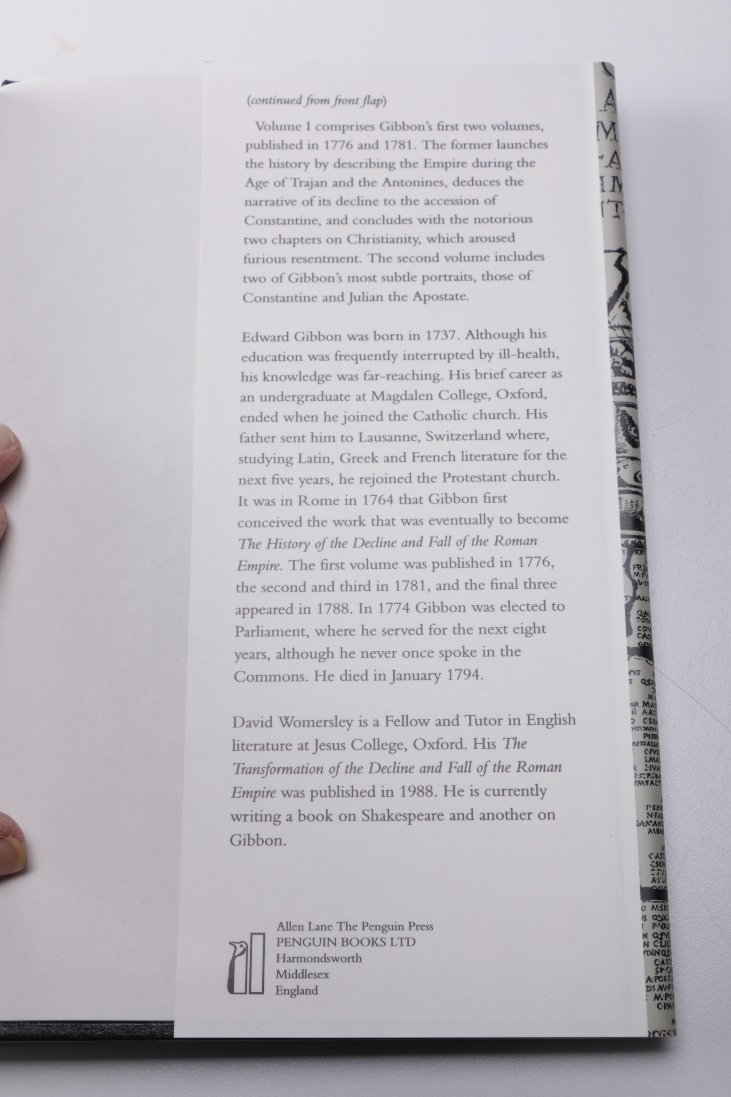 Three-Volume "The History of the Decline and Fall of the Roman Empire" by Edward Gibbon
