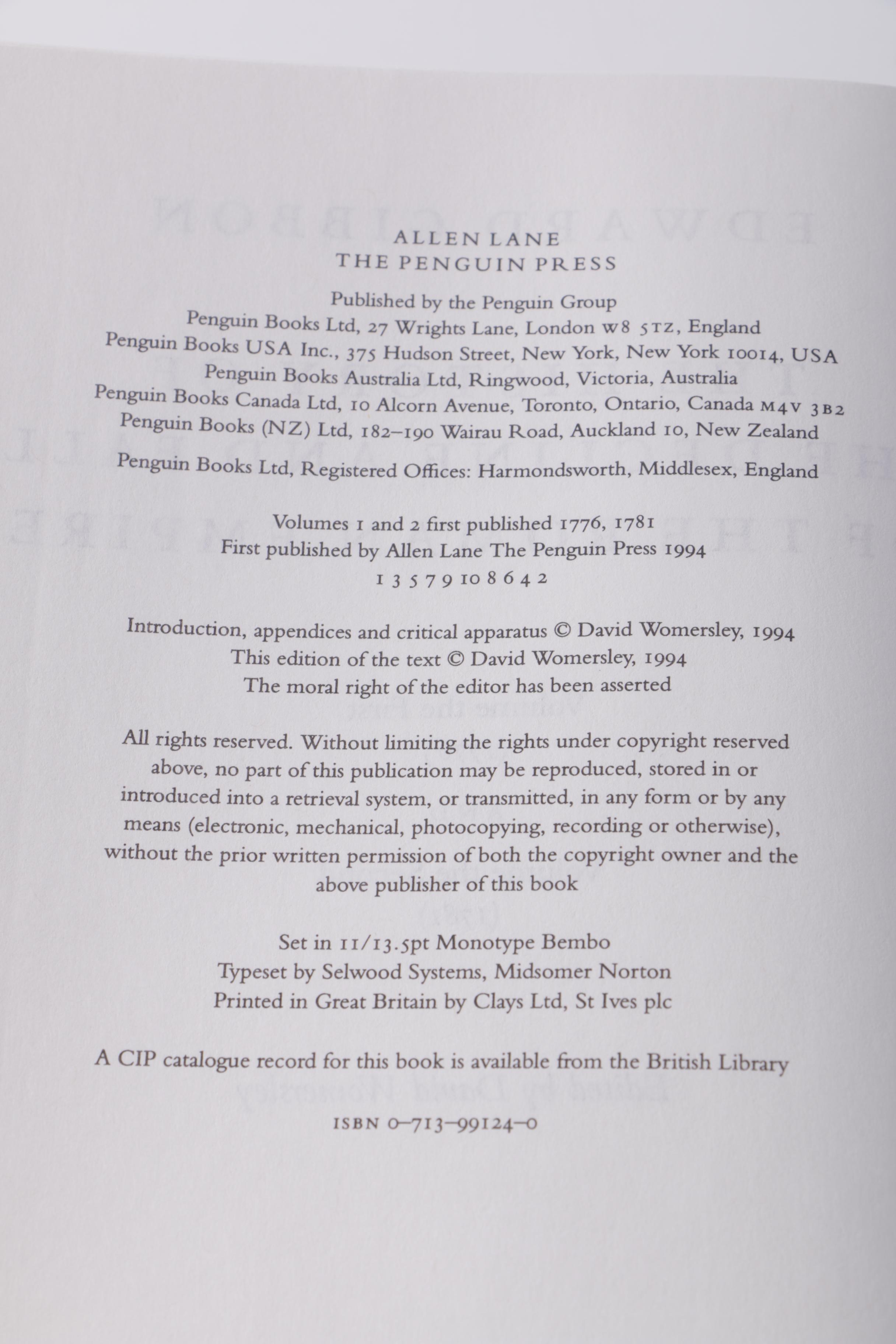 Three-Volume "The History of the Decline and Fall of the Roman Empire" by Edward Gibbon
