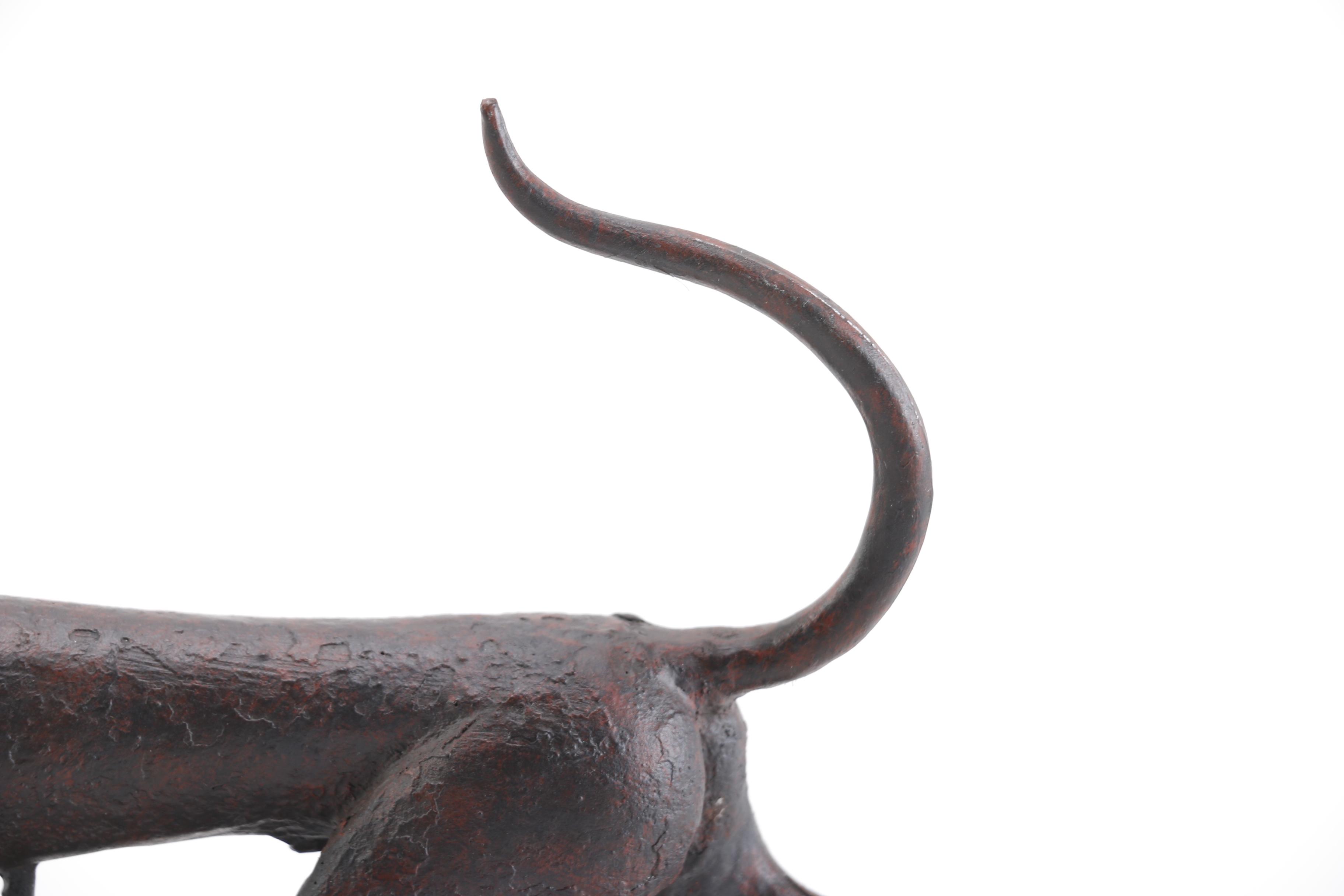 Cast Plaster Sculpture of a Running Greyhound