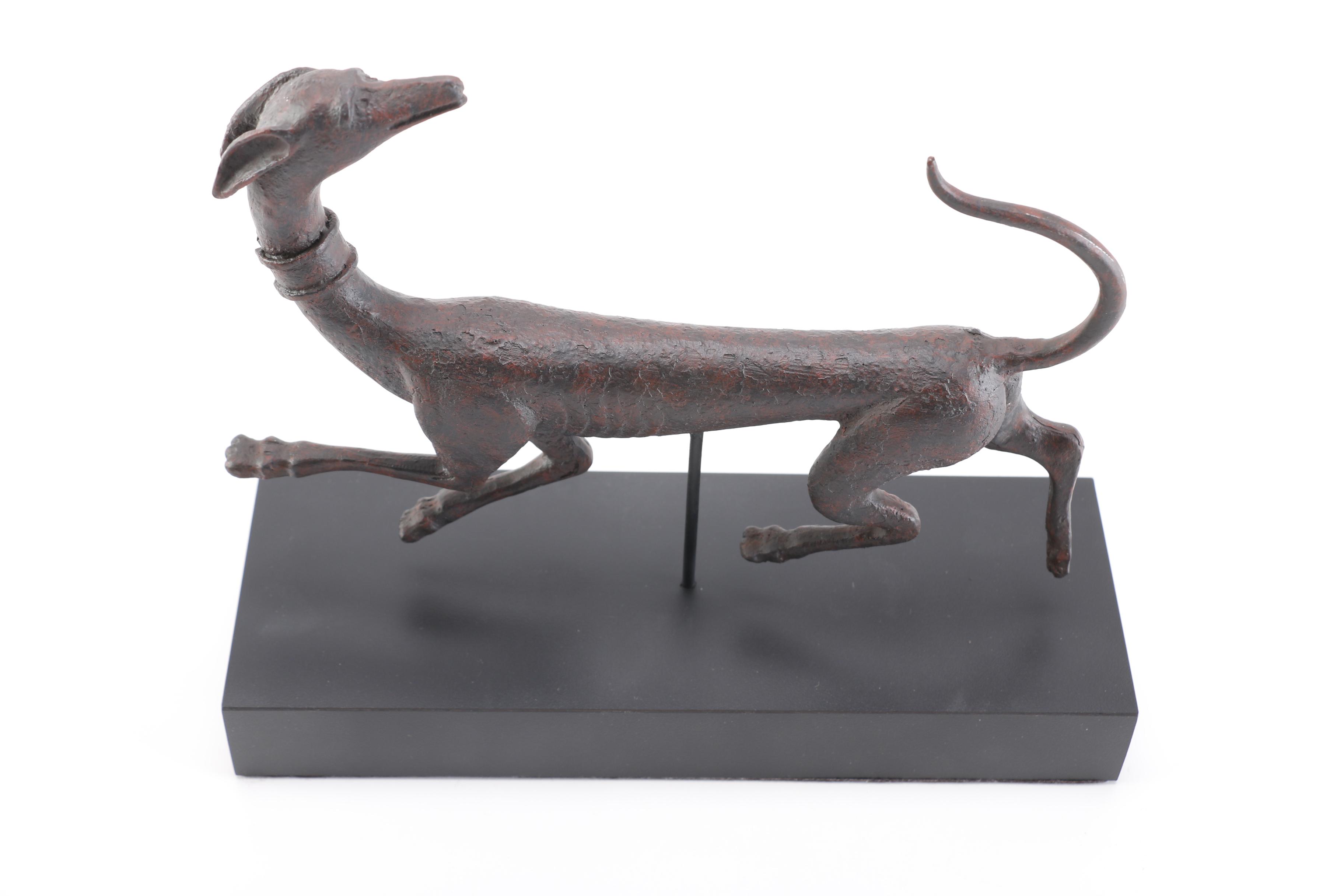 Cast Plaster Sculpture of a Running Greyhound