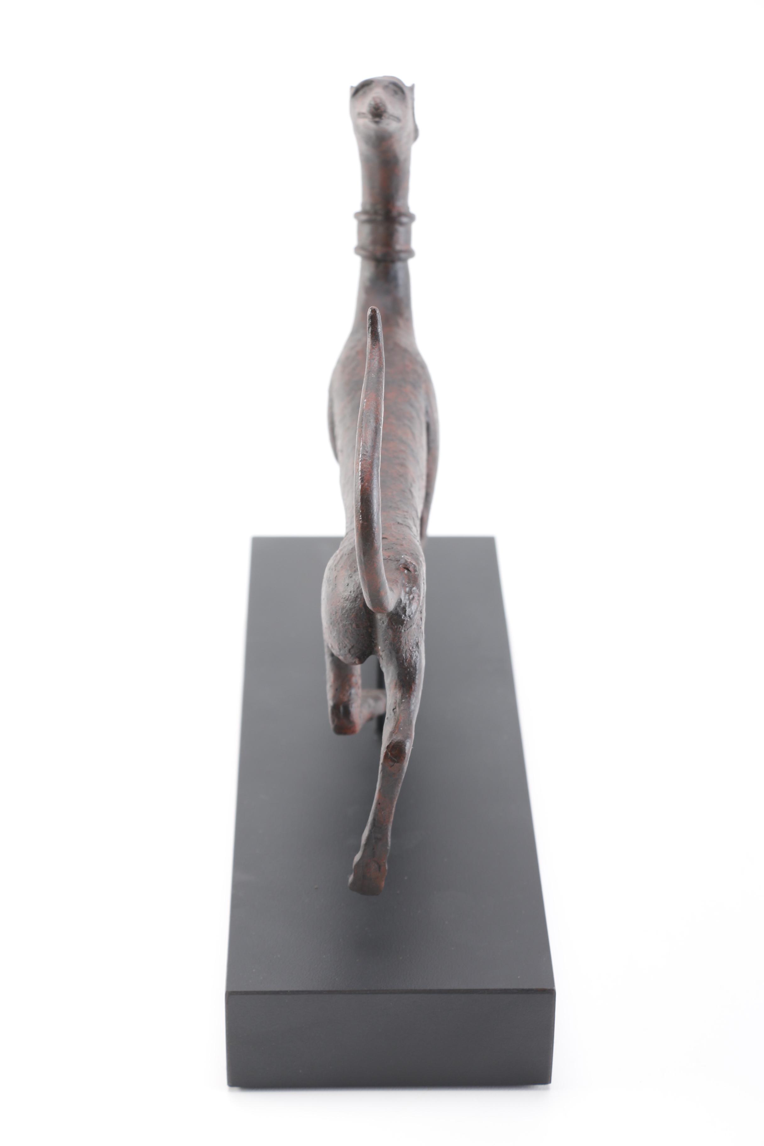 Cast Plaster Sculpture of a Running Greyhound