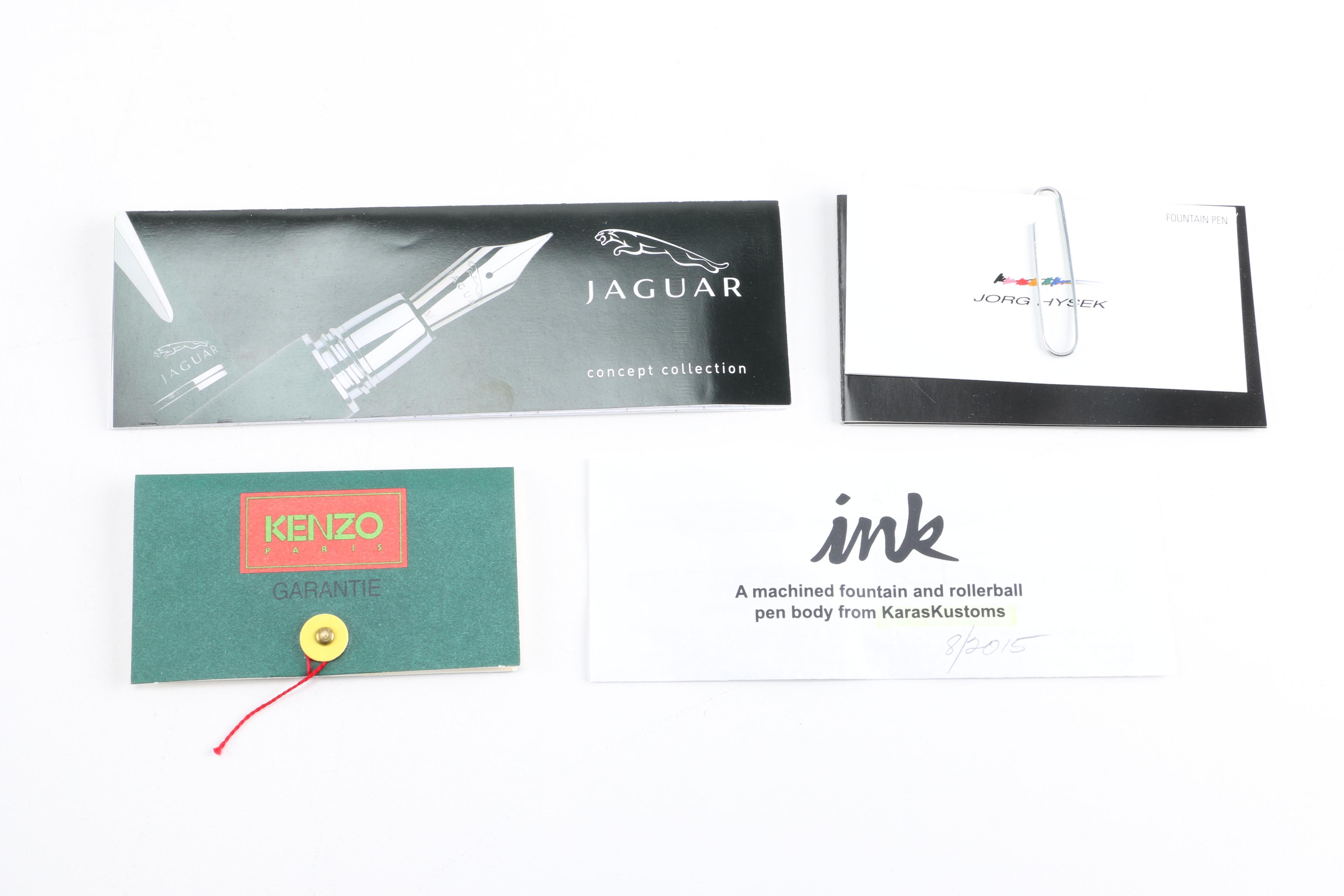 Assortment of Fountain Pens With Sterling Silver Bookmark