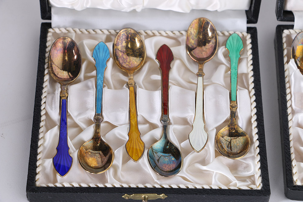 Meka Danish Sterling Silver and Enamel Spoons