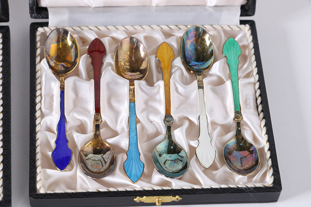 Meka Danish Sterling Silver and Enamel Spoons