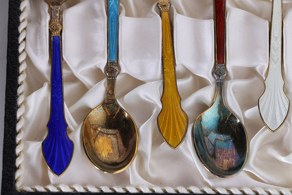 Meka Danish Sterling Silver and Enamel Spoons