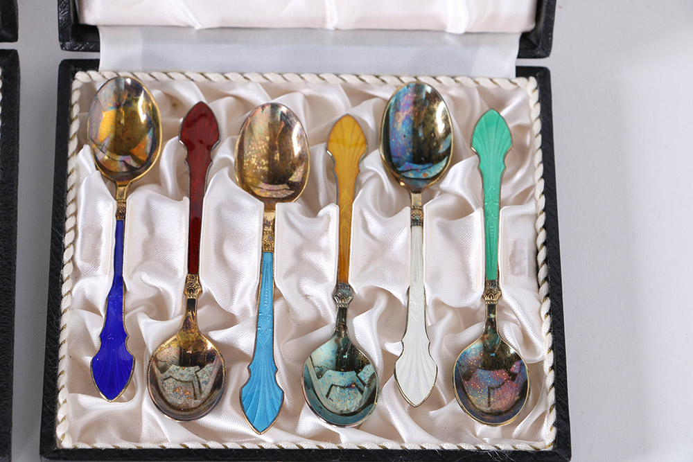 Meka Danish Sterling Silver and Enamel Spoons