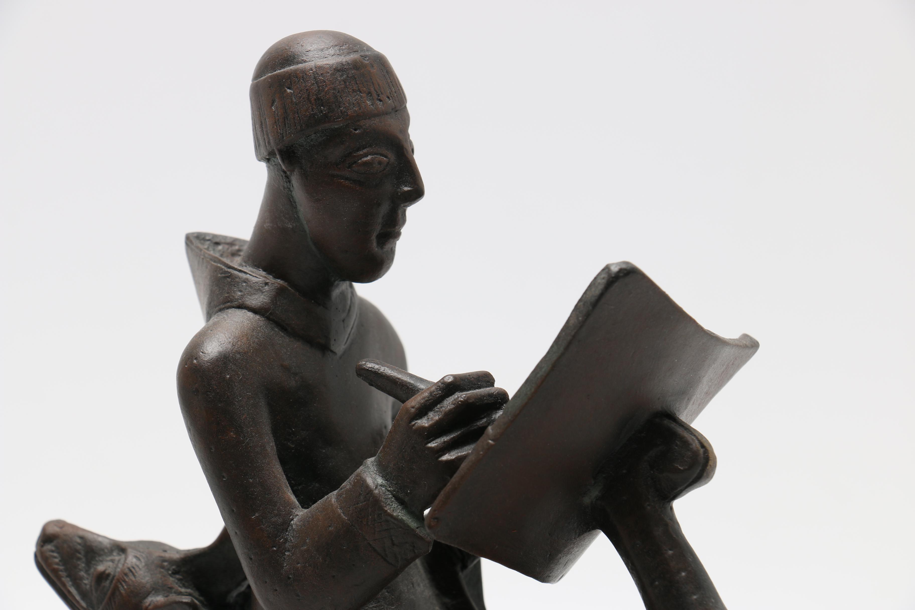 Replica Statue of Monk-Scribe Riding a Wyvern