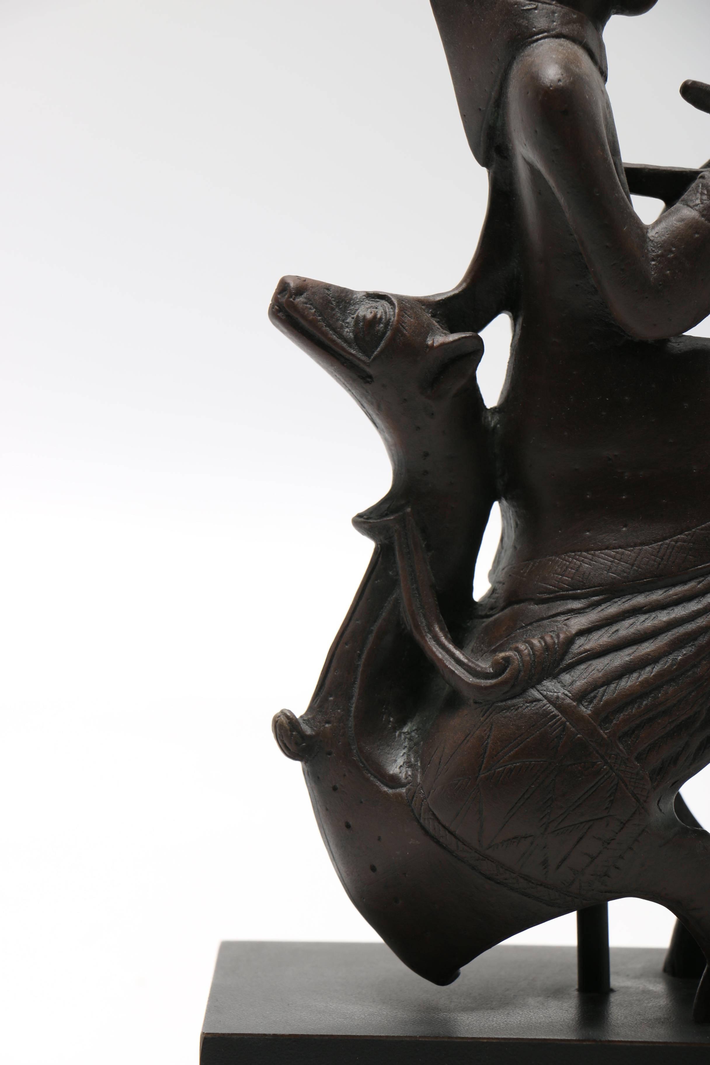 Replica Statue of Monk-Scribe Riding a Wyvern