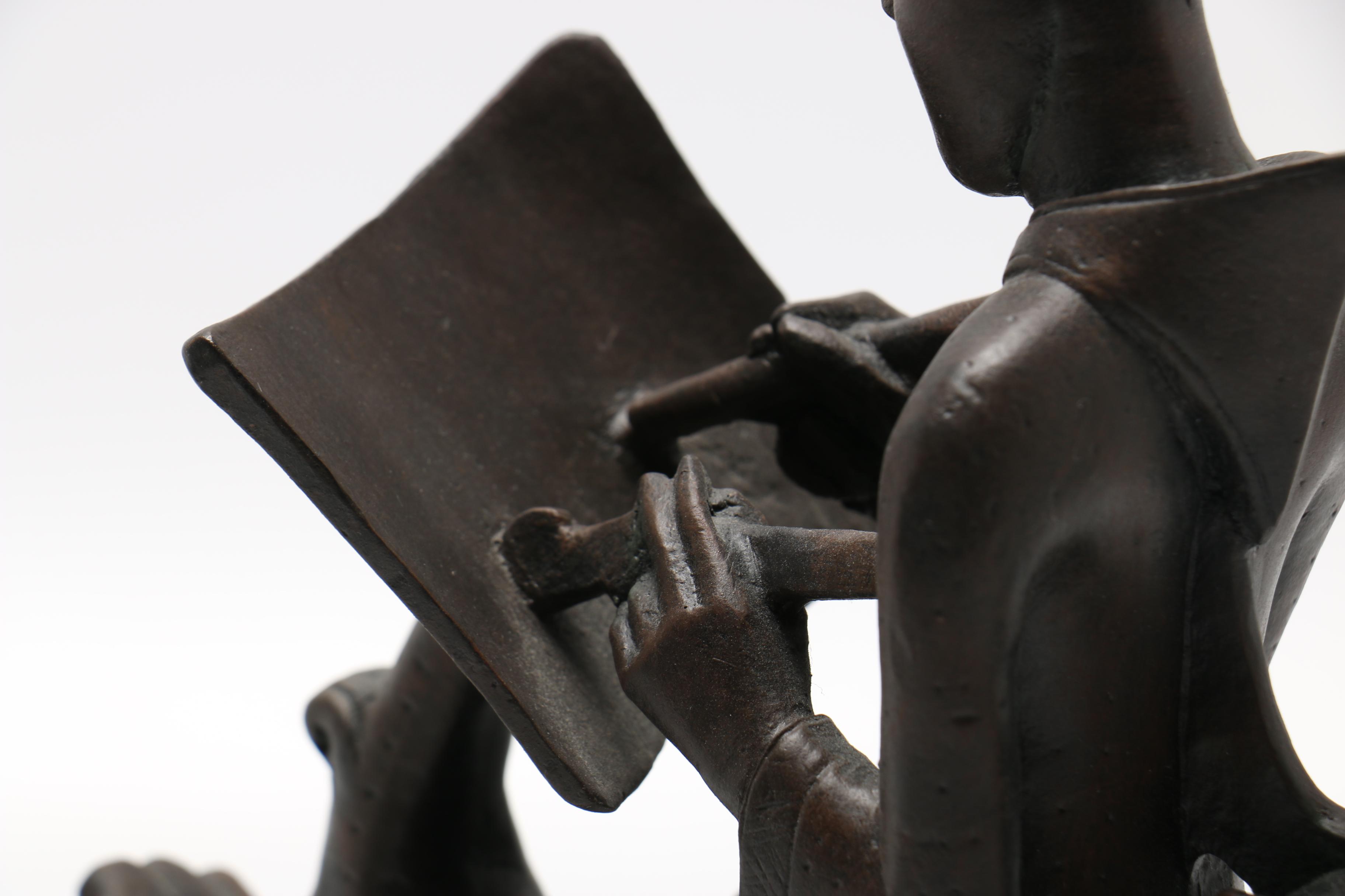 Replica Statue of Monk-Scribe Riding a Wyvern