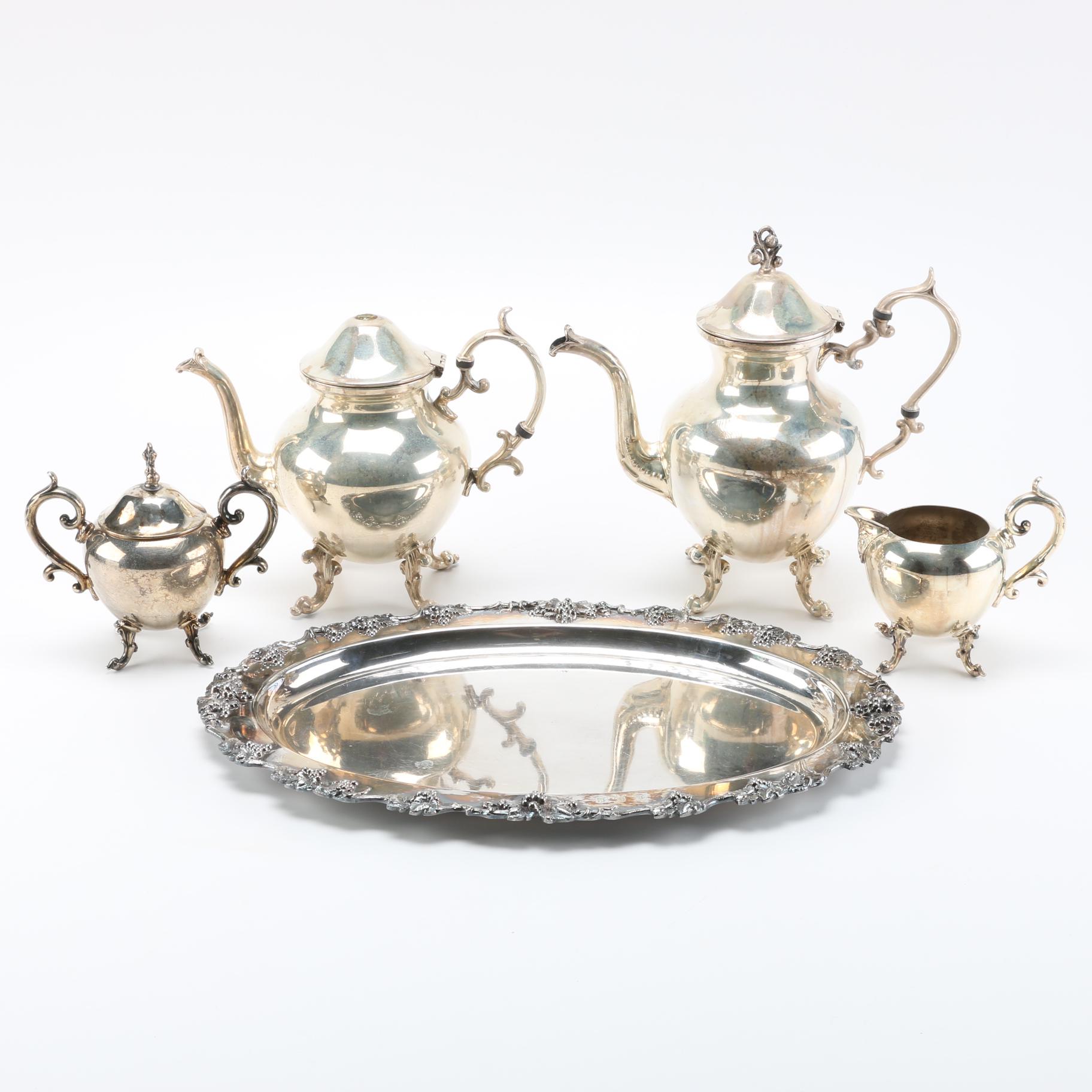 Birmingham Silver Co. Silver Plate Tea Service With Barbour Tray