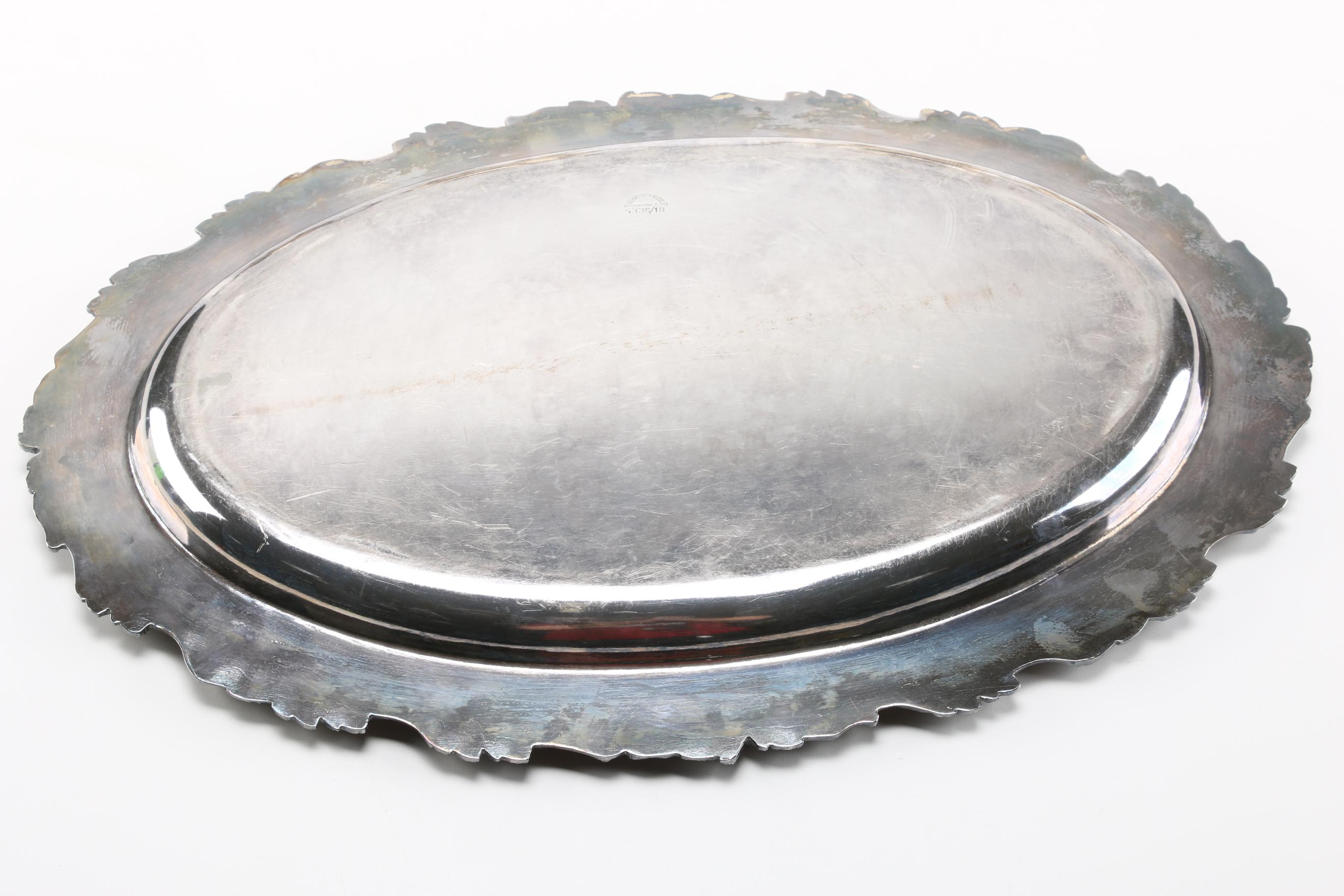Birmingham Silver Co. Silver Plate Tea Service With Barbour Tray