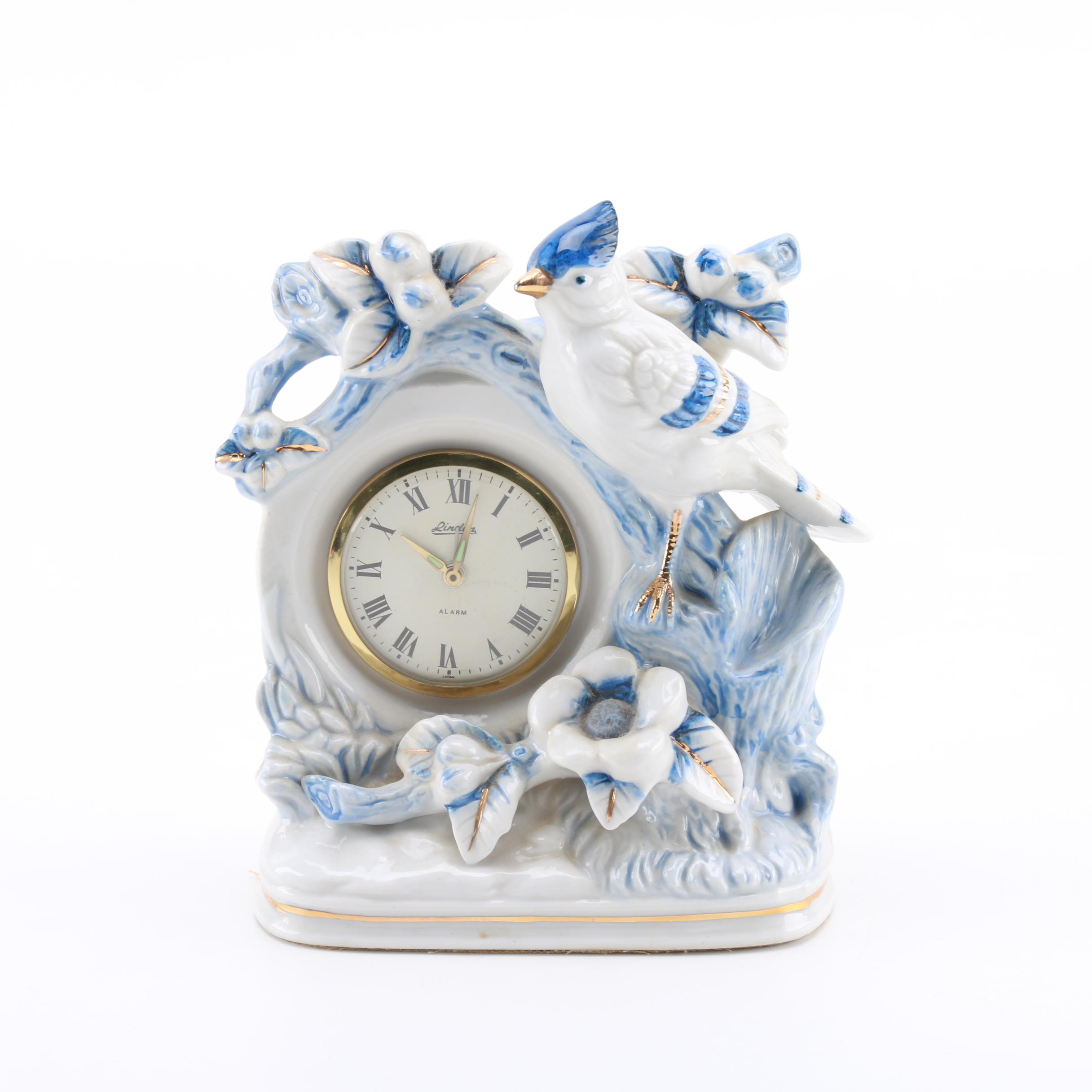 Linden Porcelain Blue Jay Alarm Clock