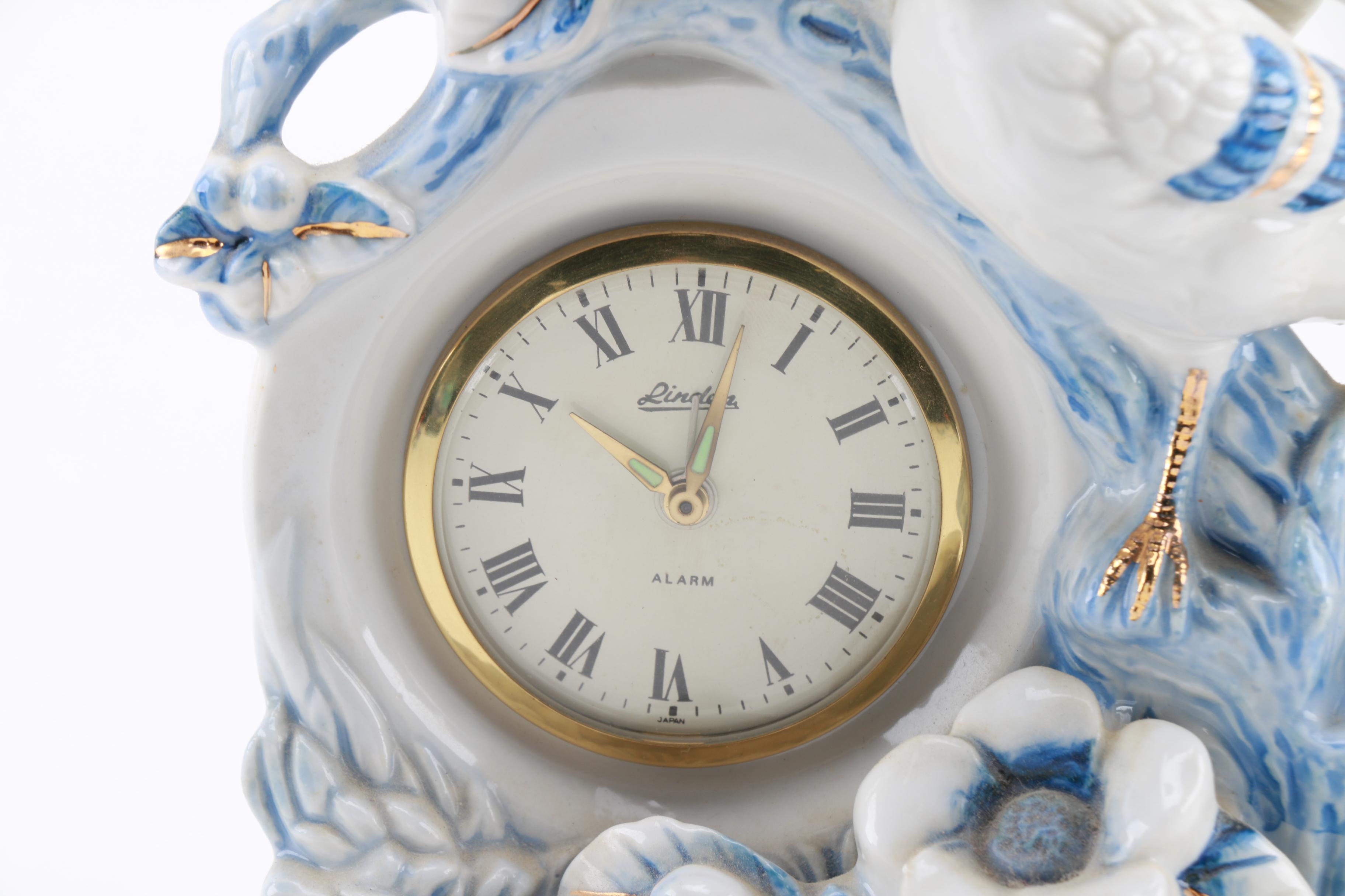 Linden Porcelain Blue Jay Alarm Clock