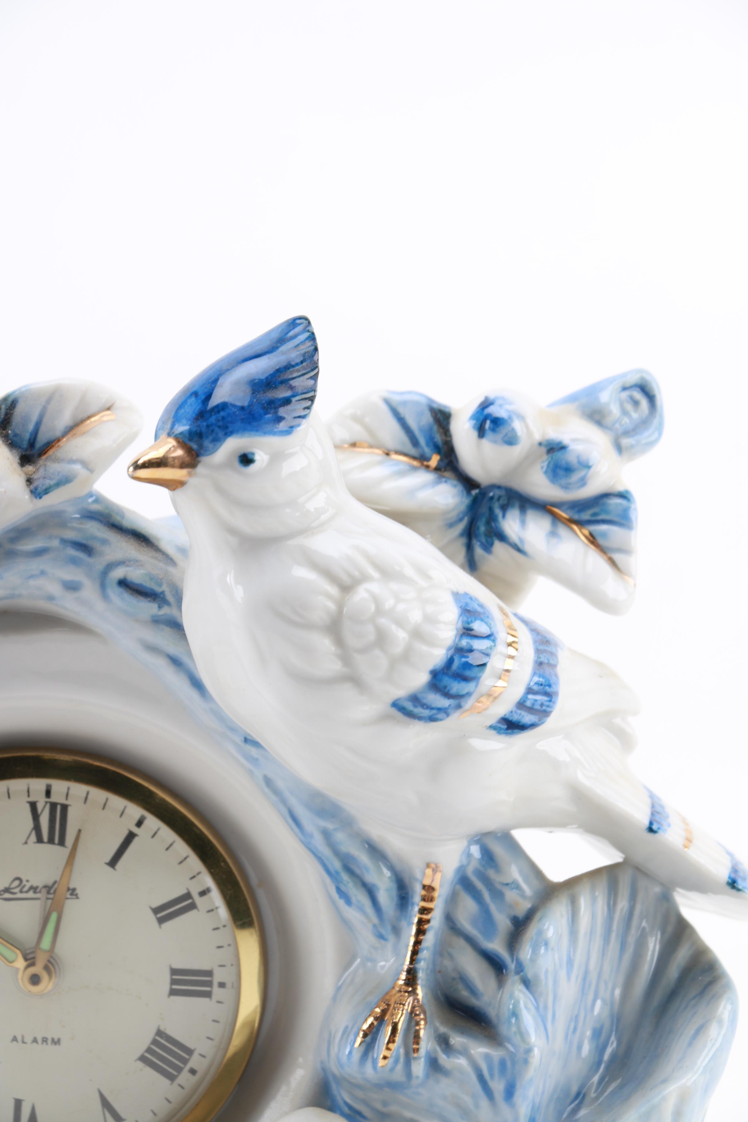 Linden Porcelain Blue Jay Alarm Clock