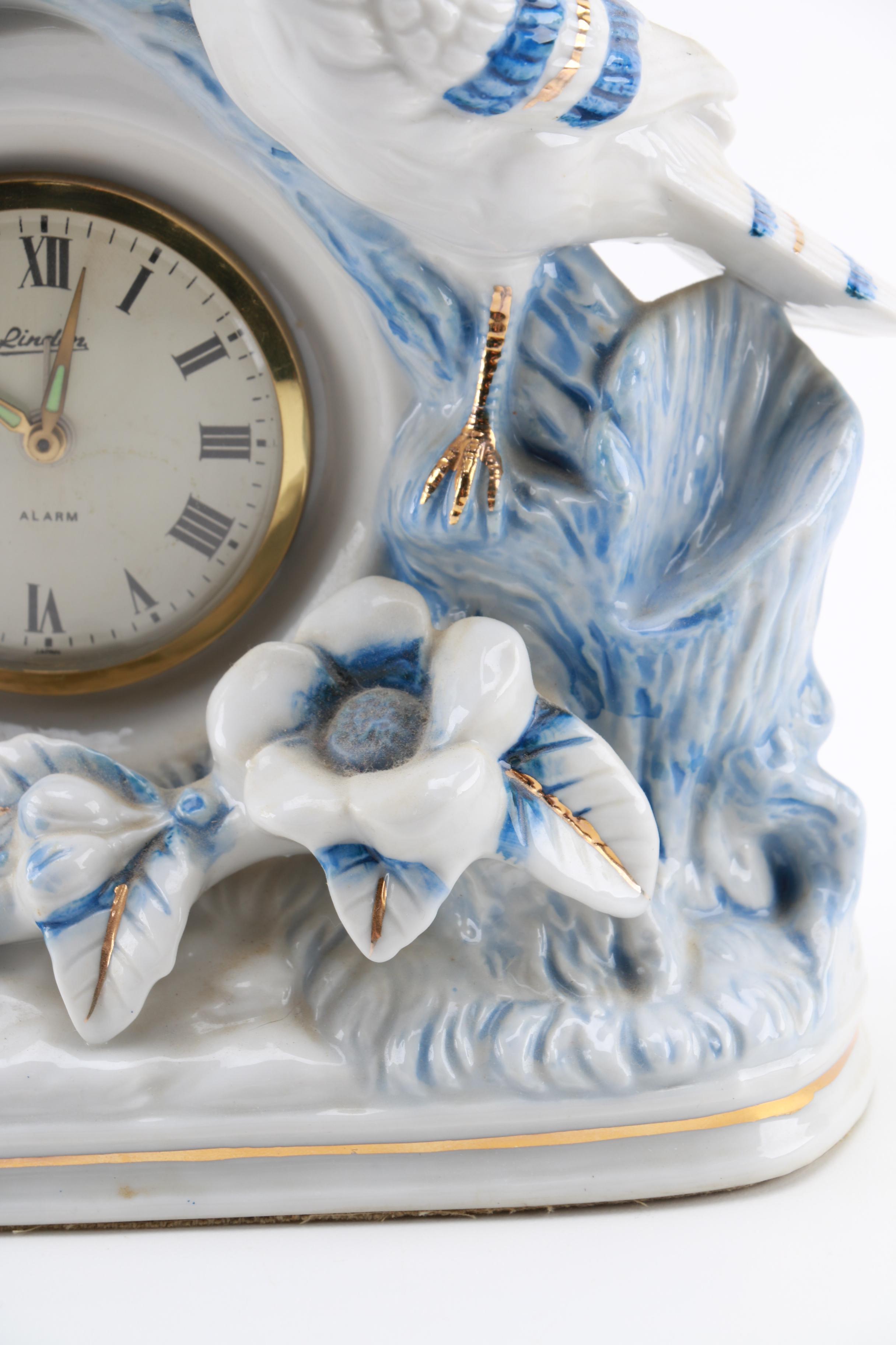 Linden Porcelain Blue Jay Alarm Clock
