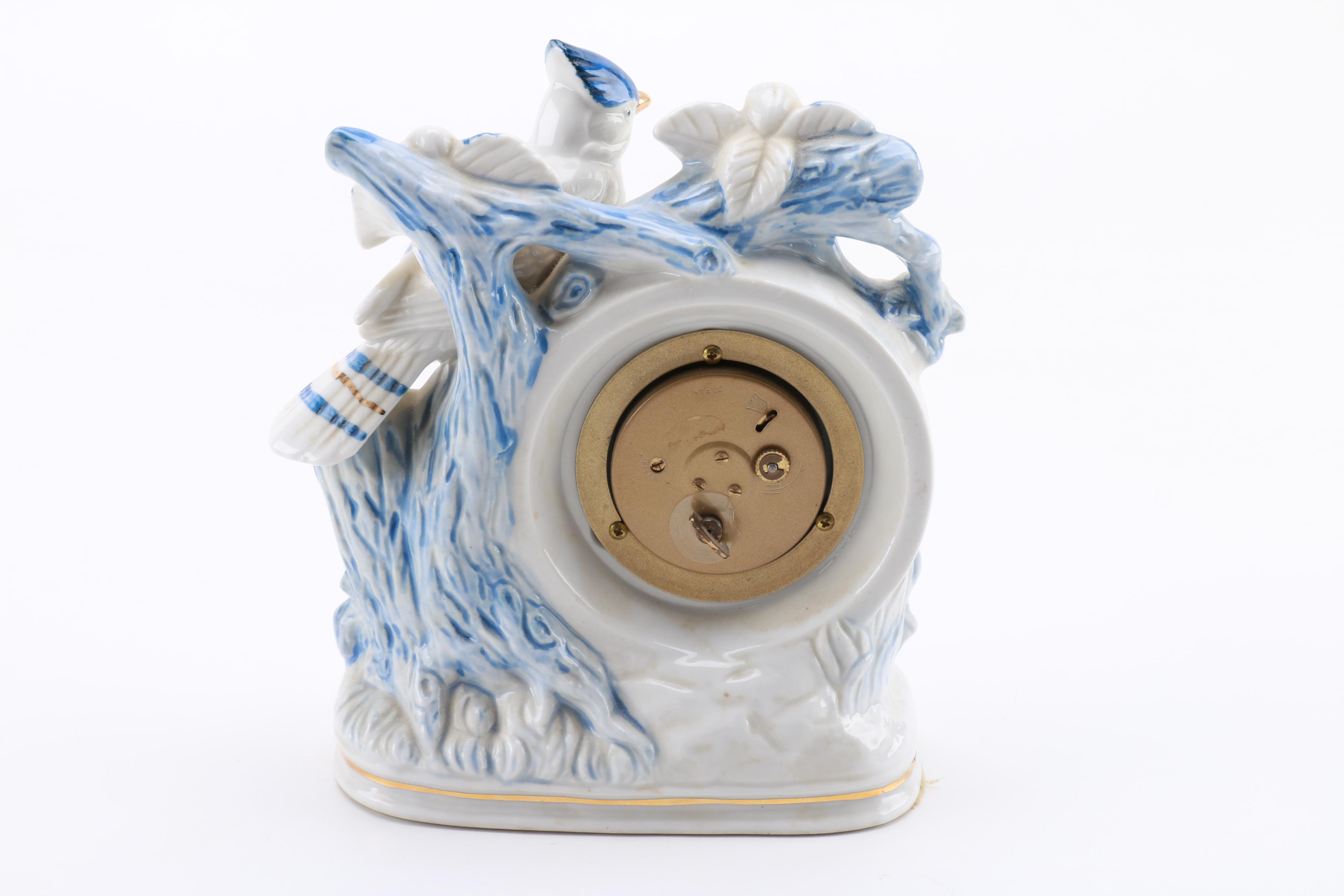 Linden Porcelain Blue Jay Alarm Clock