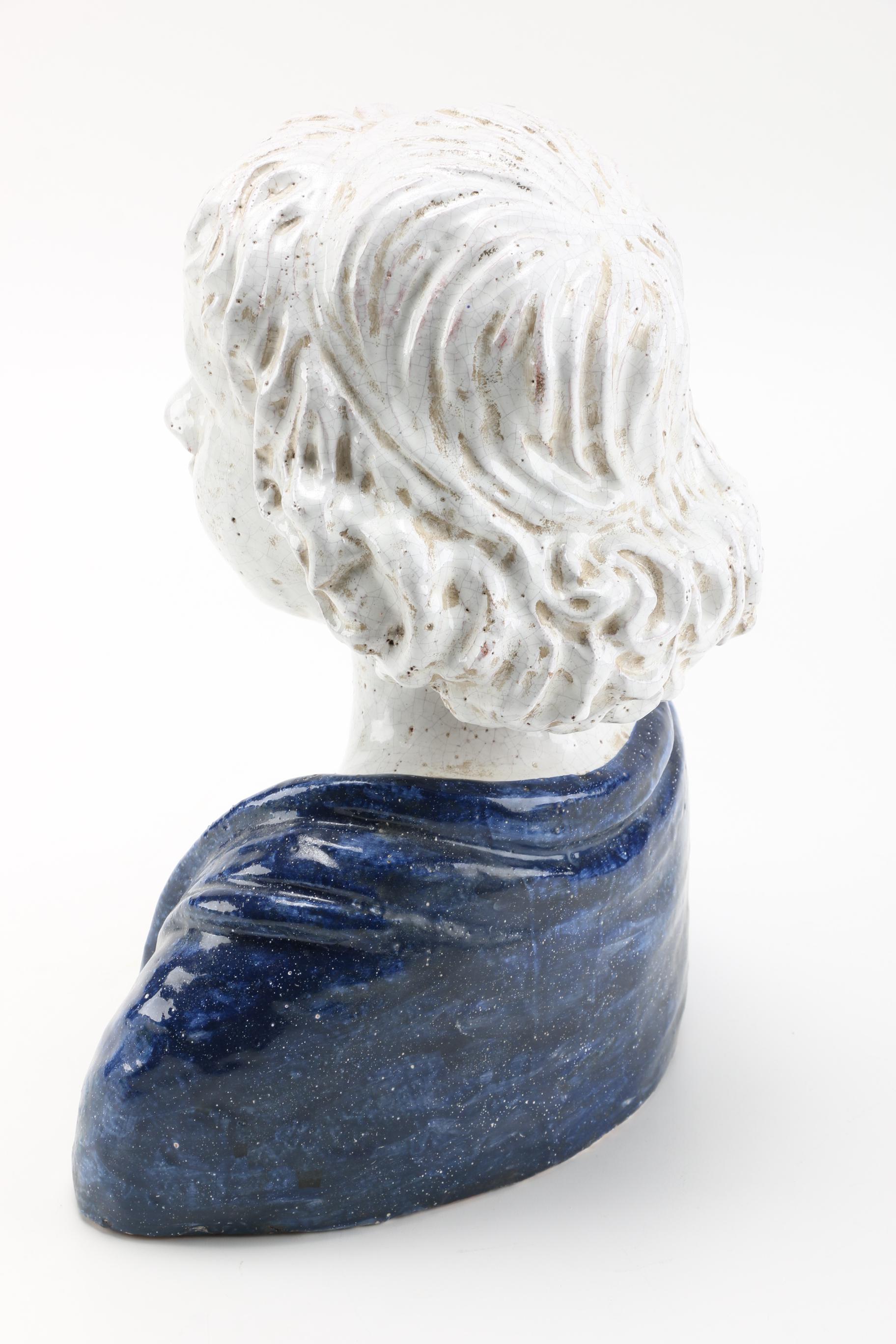 Reproduction Della Robbia "Bust of a Young Boy" Sculpture