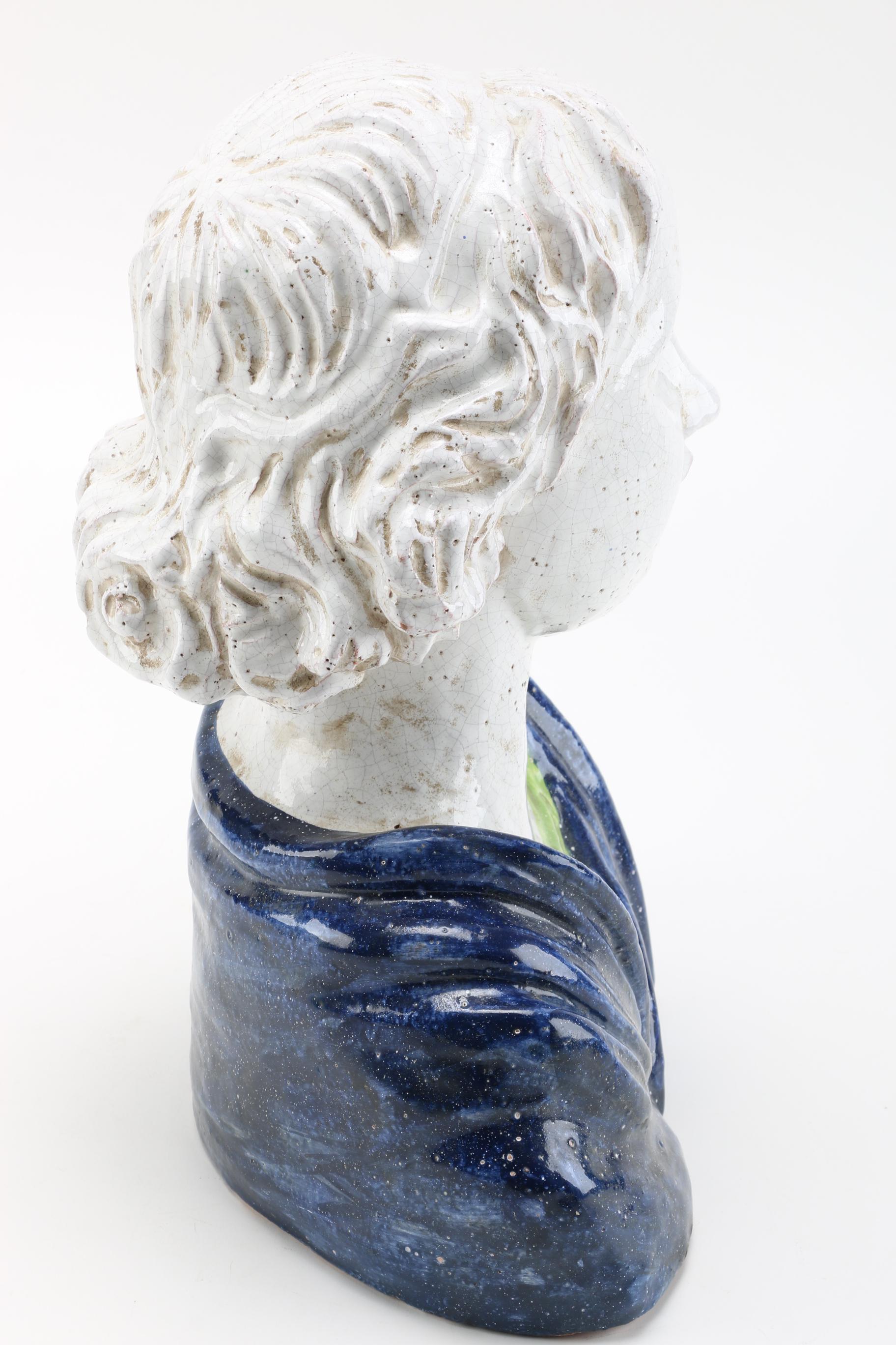 Reproduction Della Robbia "Bust of a Young Boy" Sculpture