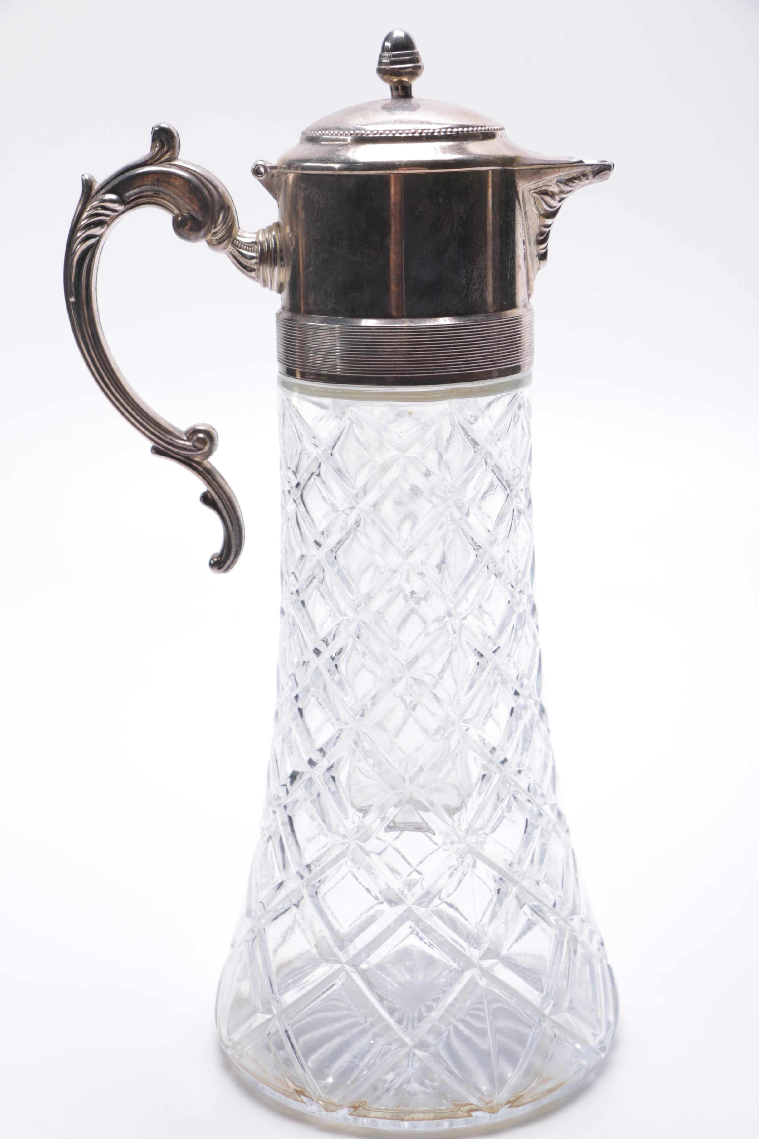 Silver Plate and Cut Glass Pitchers