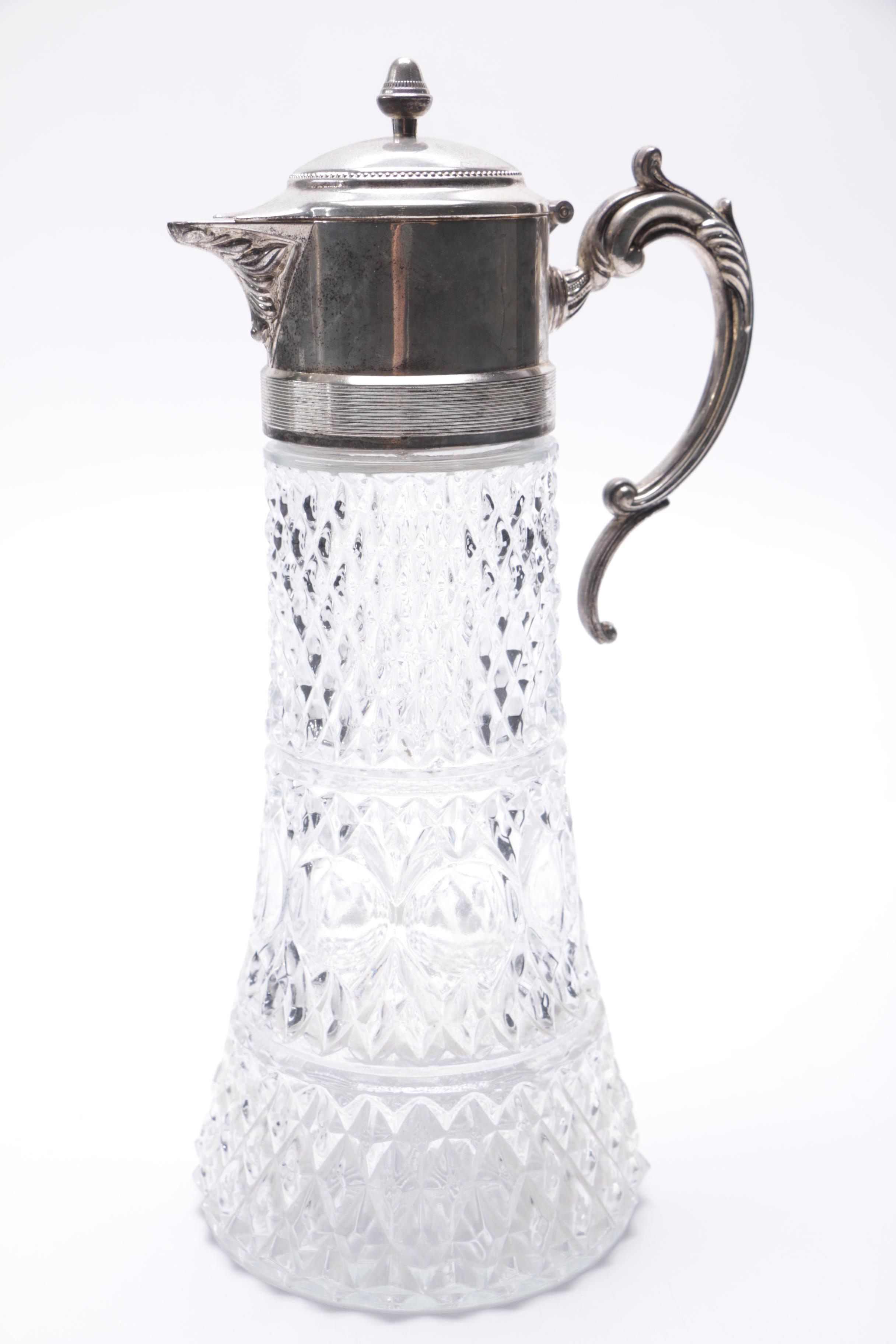 Silver Plate and Cut Glass Pitchers