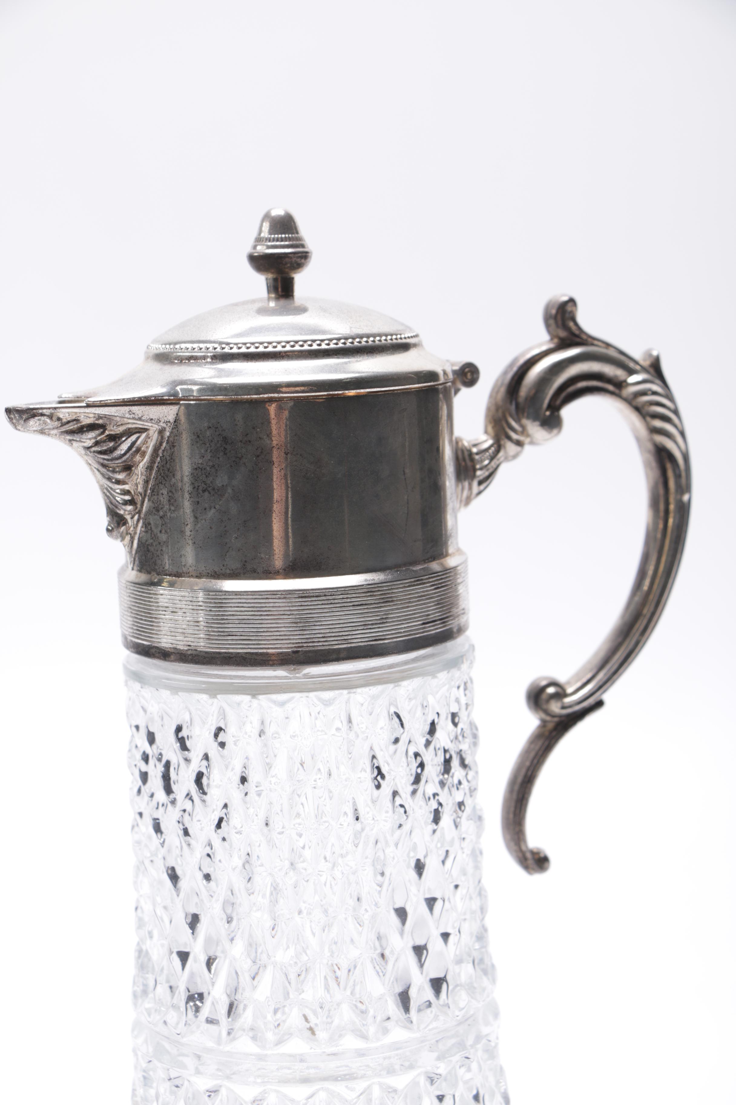 Silver Plate and Cut Glass Pitchers