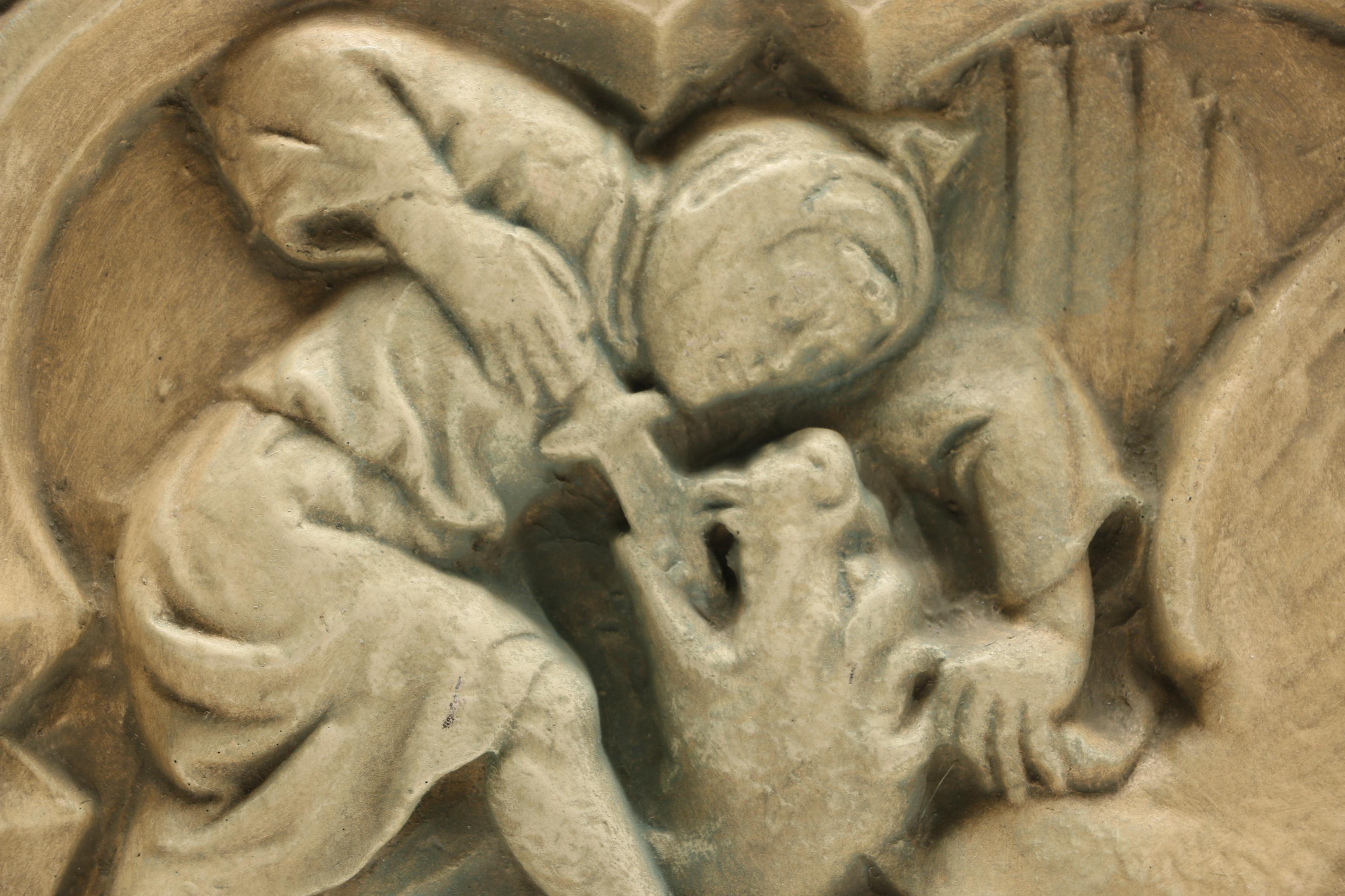 Reproduction Resin Sculpture of St. George Slaying a Dragon