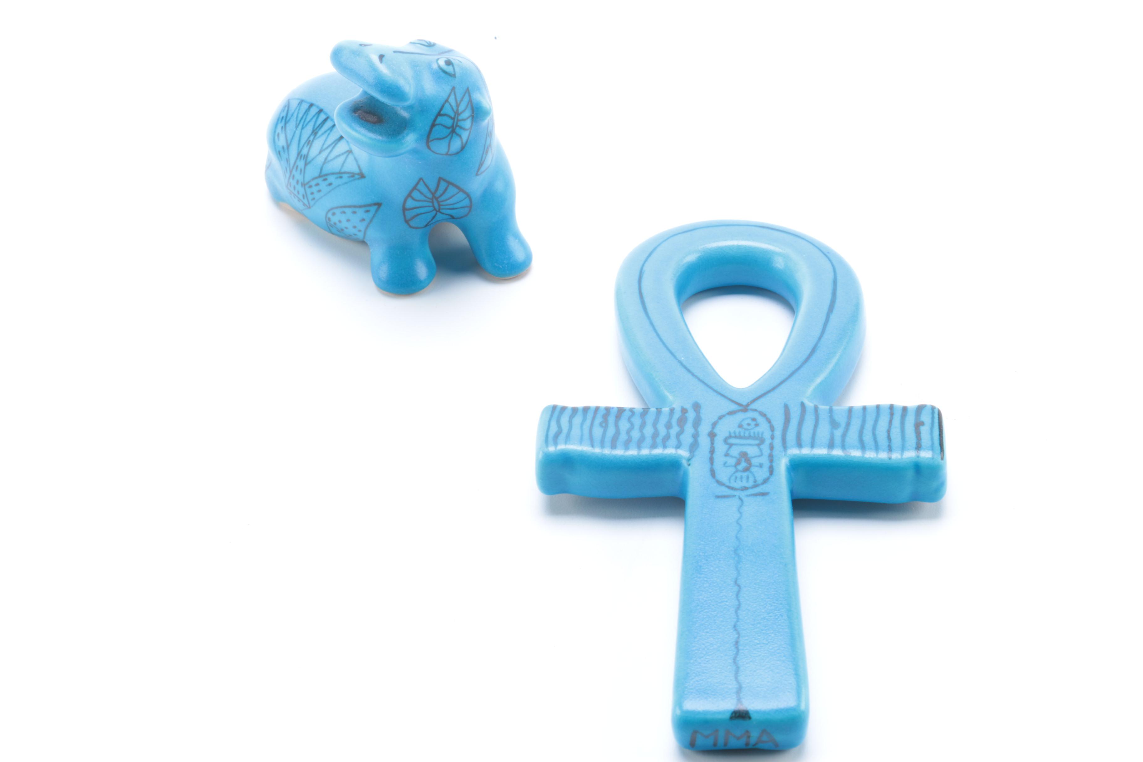 Metropolitan Museum of Art Reproduction "Blue Ankh" and "William The Hippo" Figurines