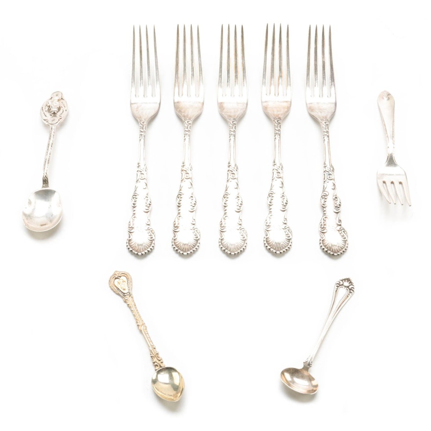 Wm Rogers & Son "Exquisite" Fork and Other Assorted Silver Plate