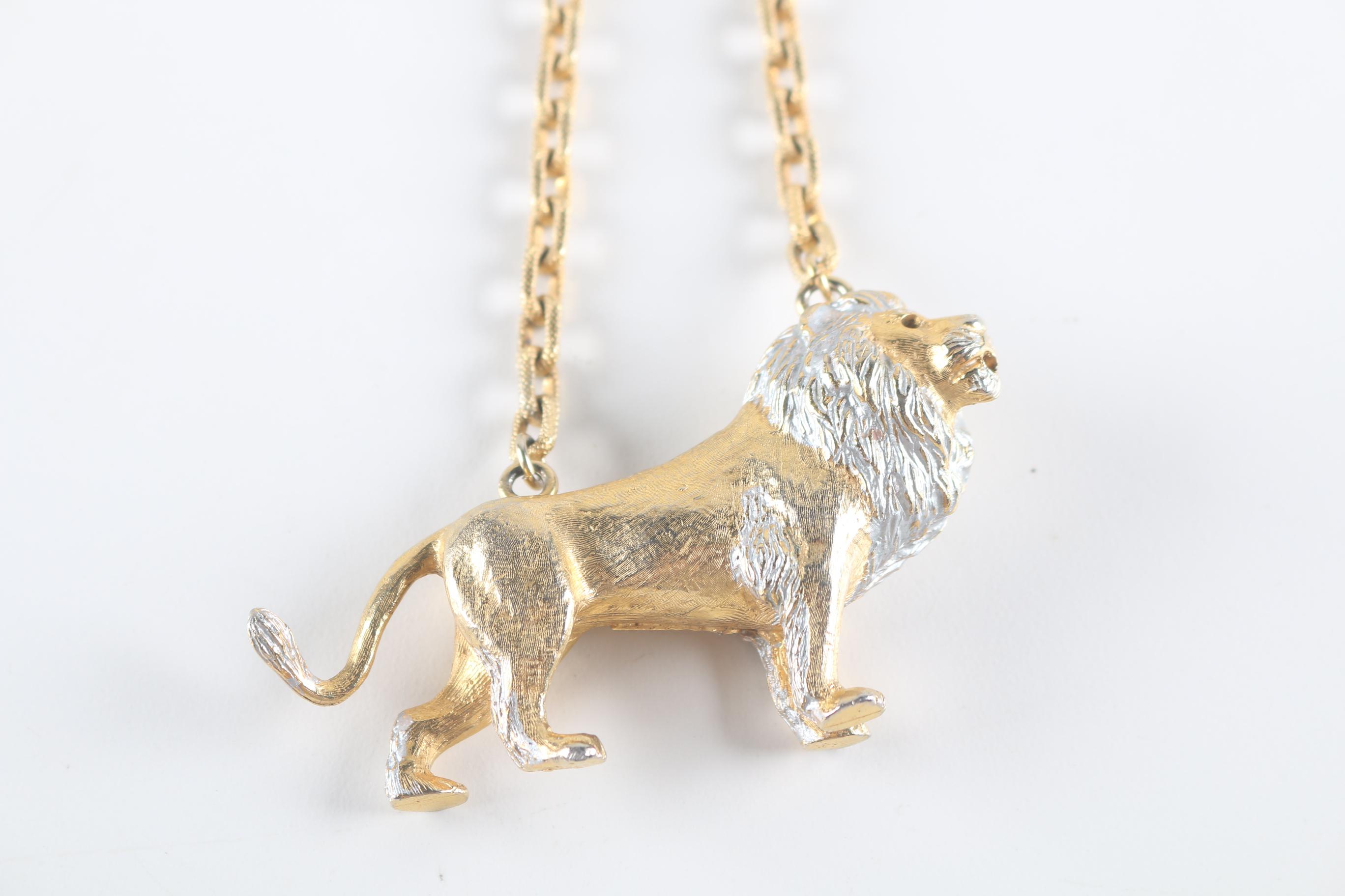 Vintage Lucien Piccard Lion Pendant Necklace
