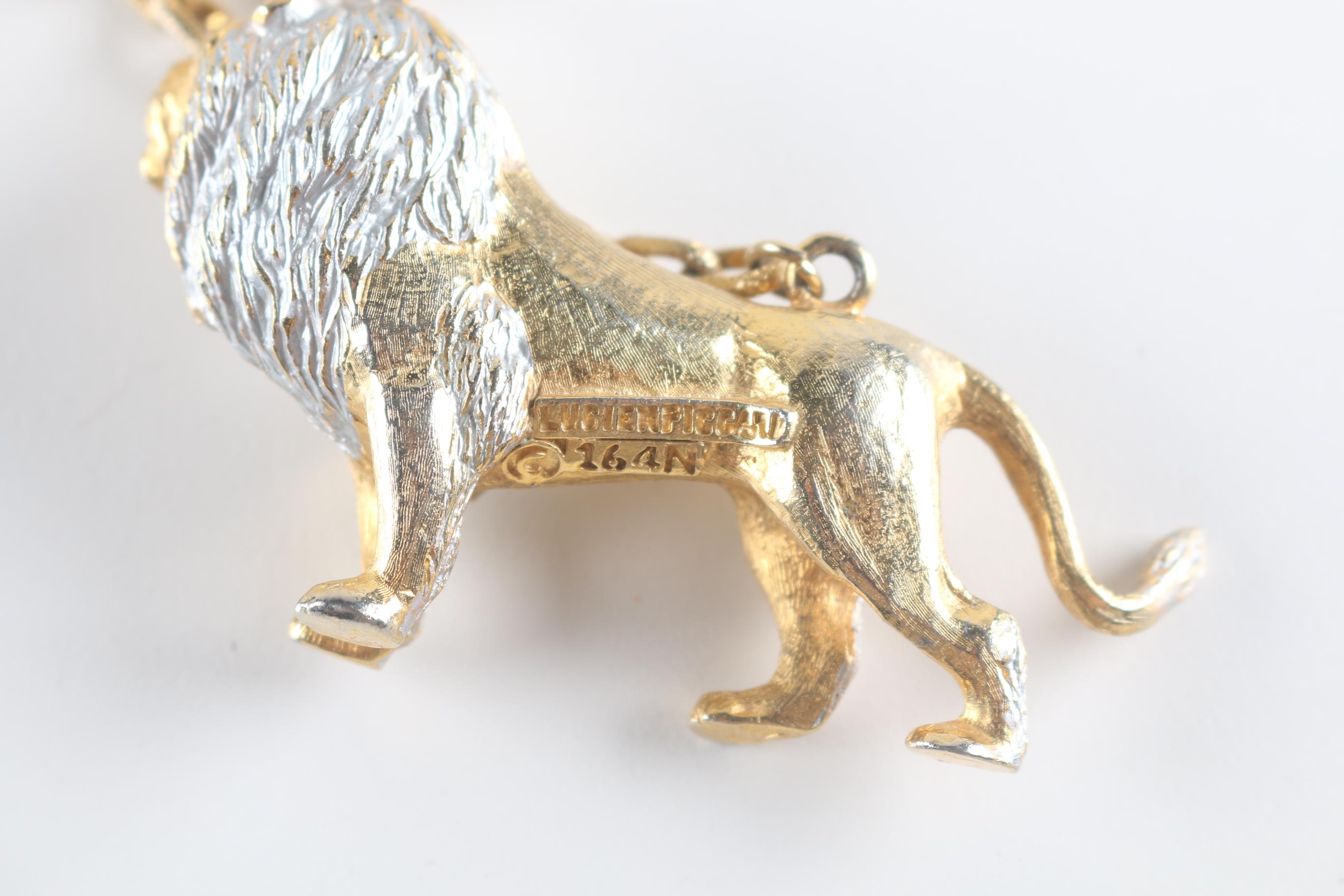 Vintage Lucien Piccard Lion Pendant Necklace