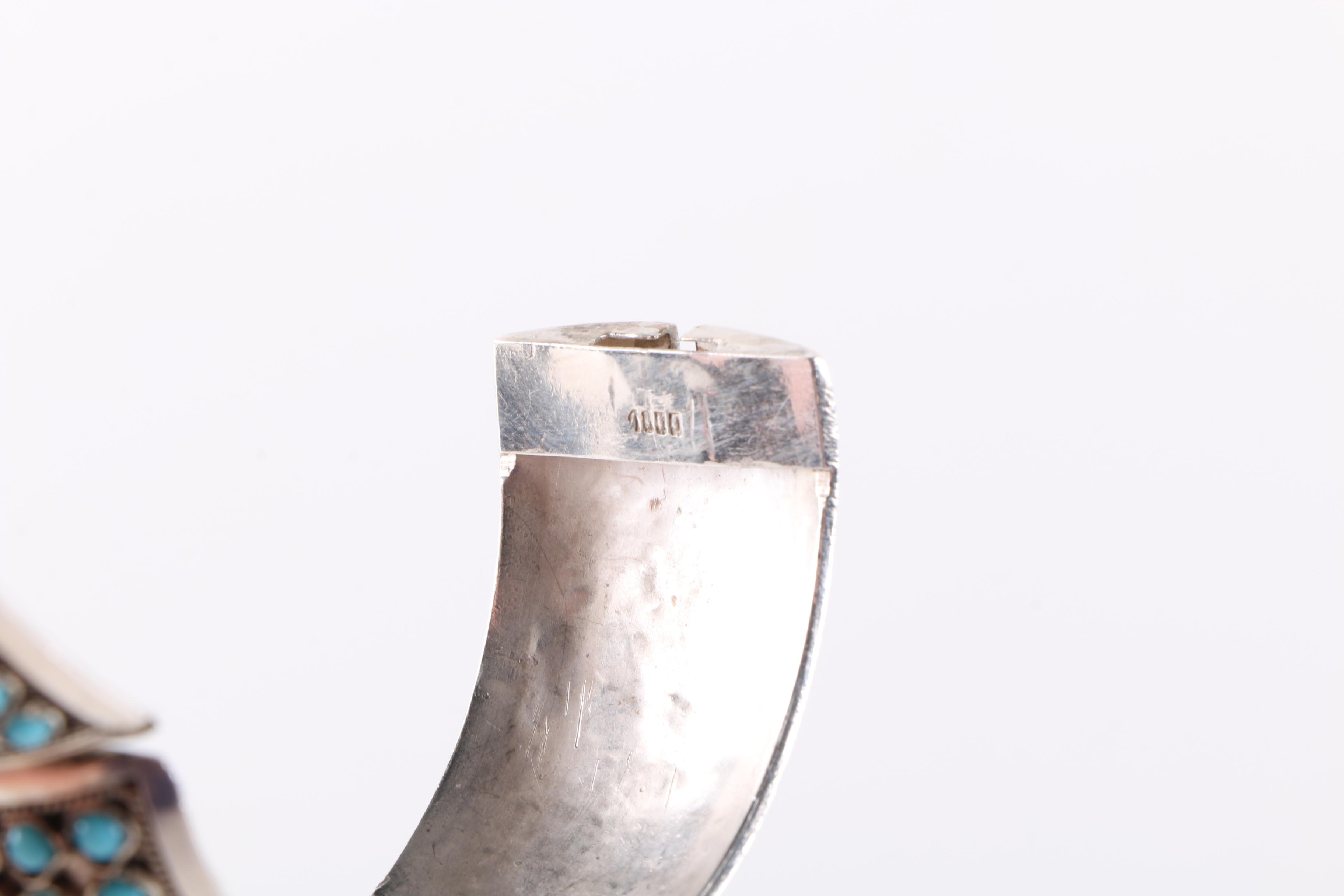 Sterling Silver and Faux Turquoise Bangle Bracelet