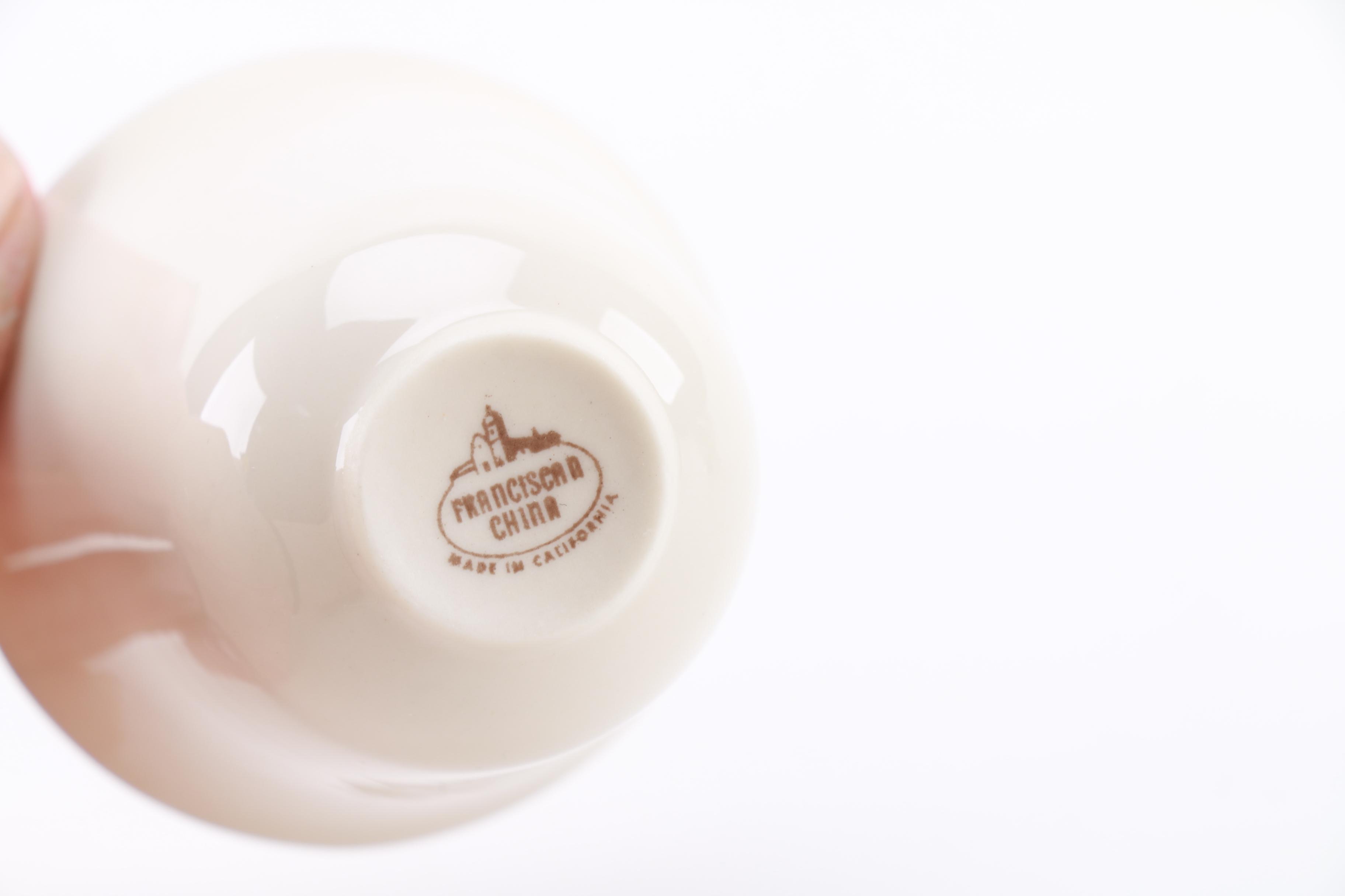 International Silver Co "Lord Saybrook" Sterling Saucers and Tea Cup Holders With Franciscan China