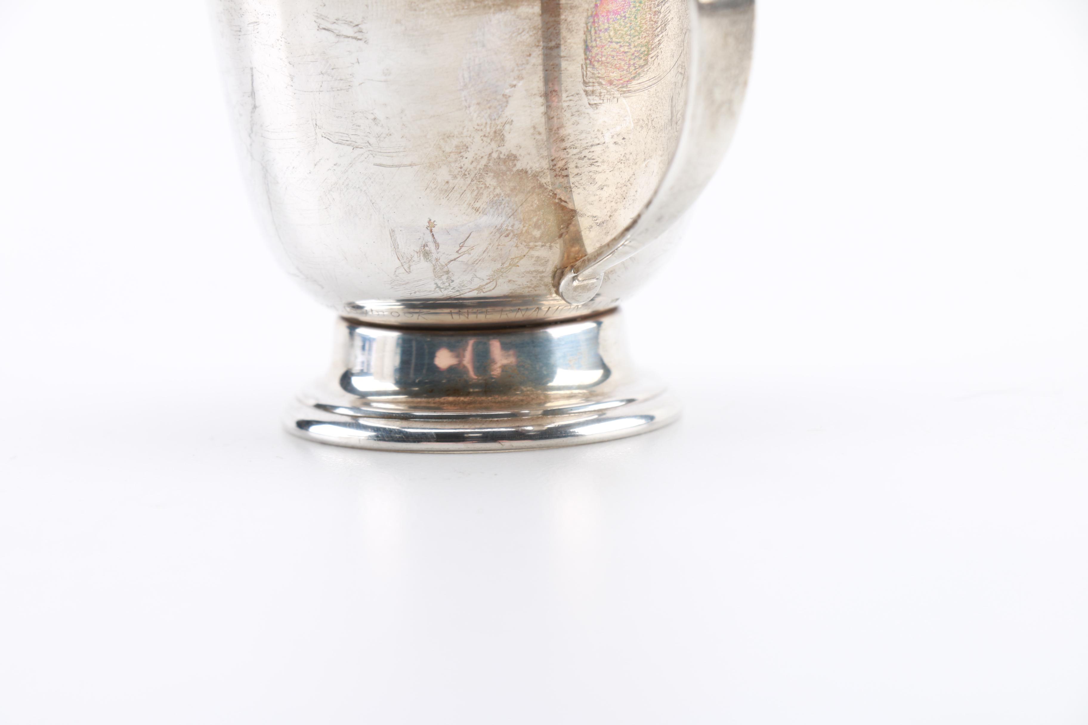 International Silver Co "Lord Saybrook" Sterling Saucers and Tea Cup Holders With Franciscan China