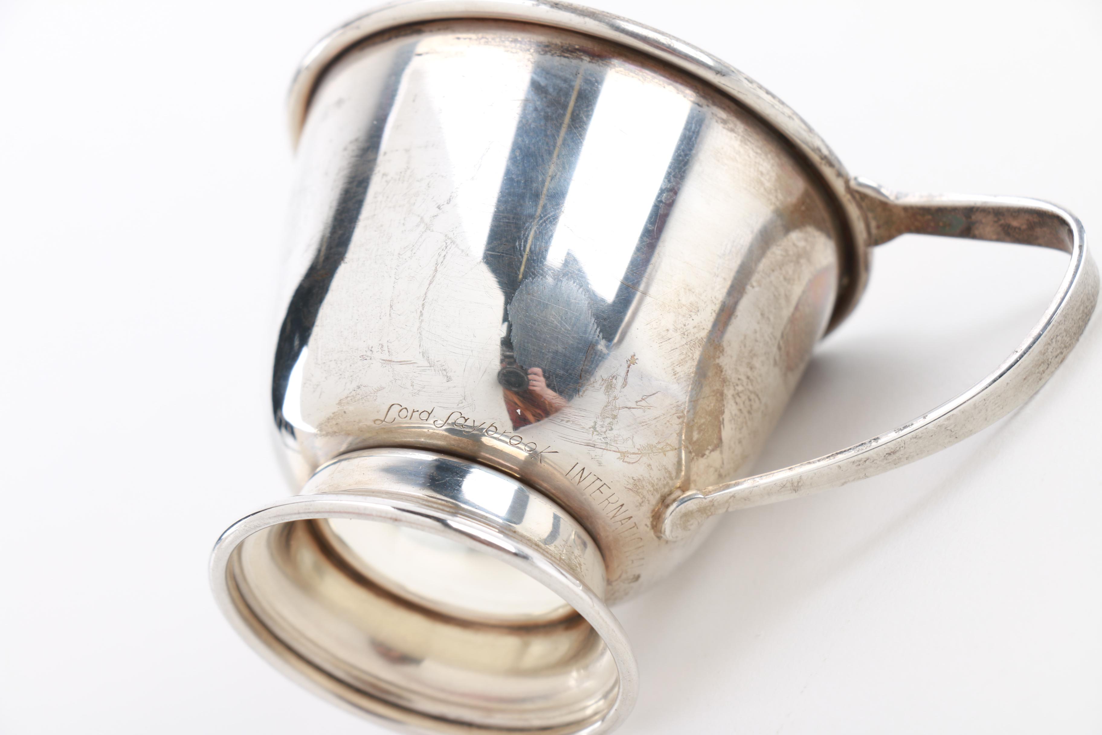 International Silver Co "Lord Saybrook" Sterling Saucers and Tea Cup Holders With Franciscan China