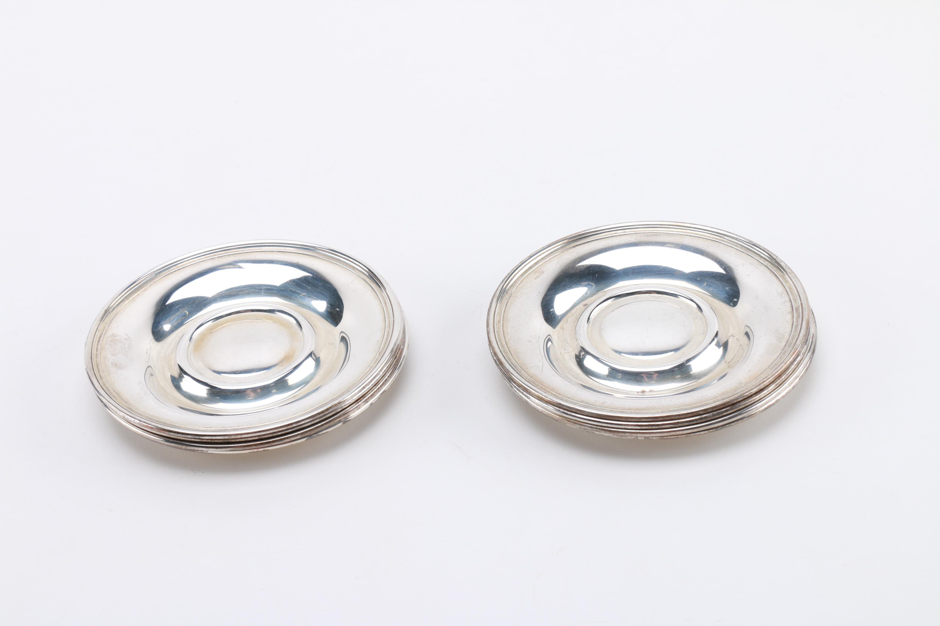 International Silver Co "Lord Saybrook" Sterling Saucers and Tea Cup Holders With Franciscan China