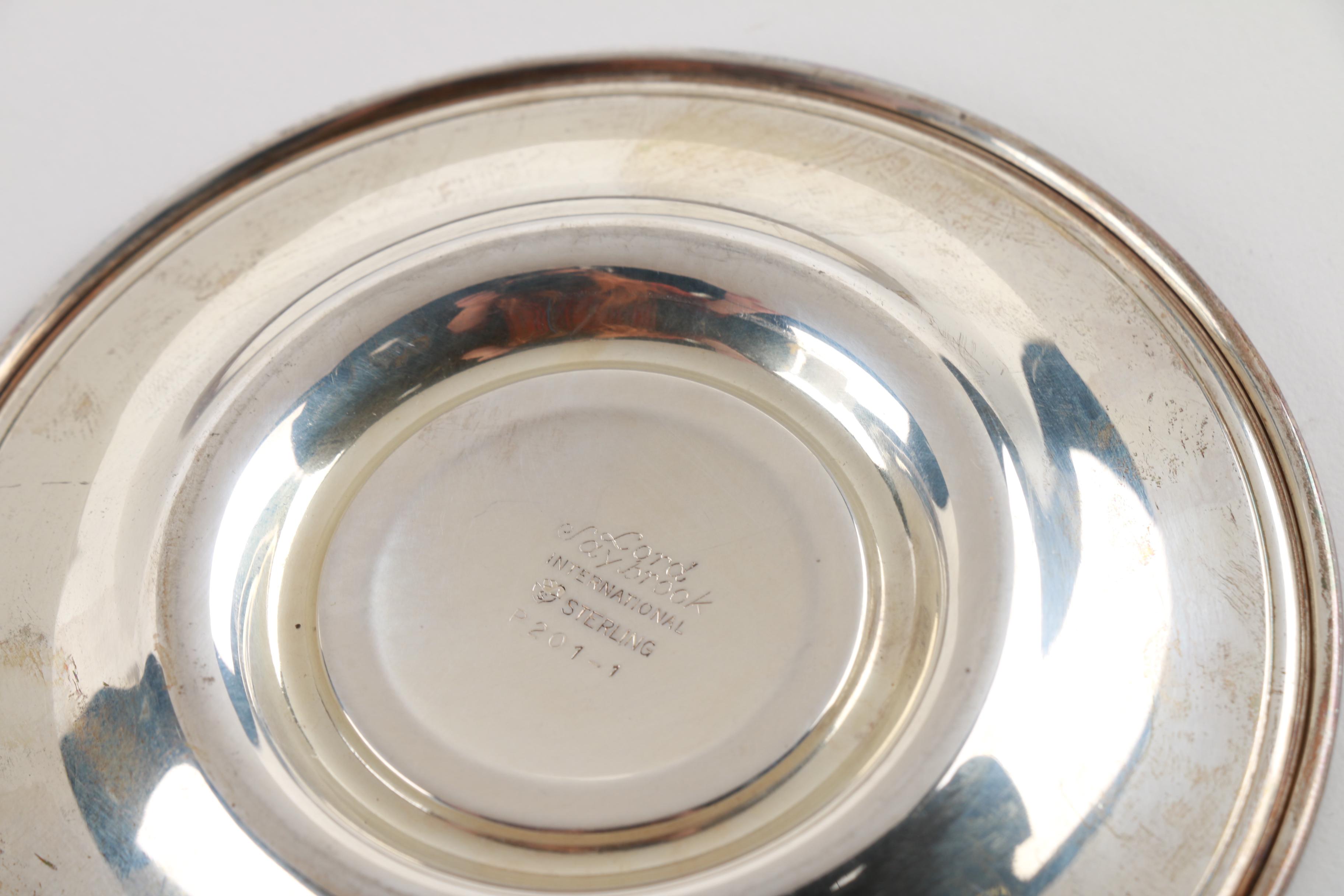 International Silver Co "Lord Saybrook" Sterling Saucers and Tea Cup Holders With Franciscan China