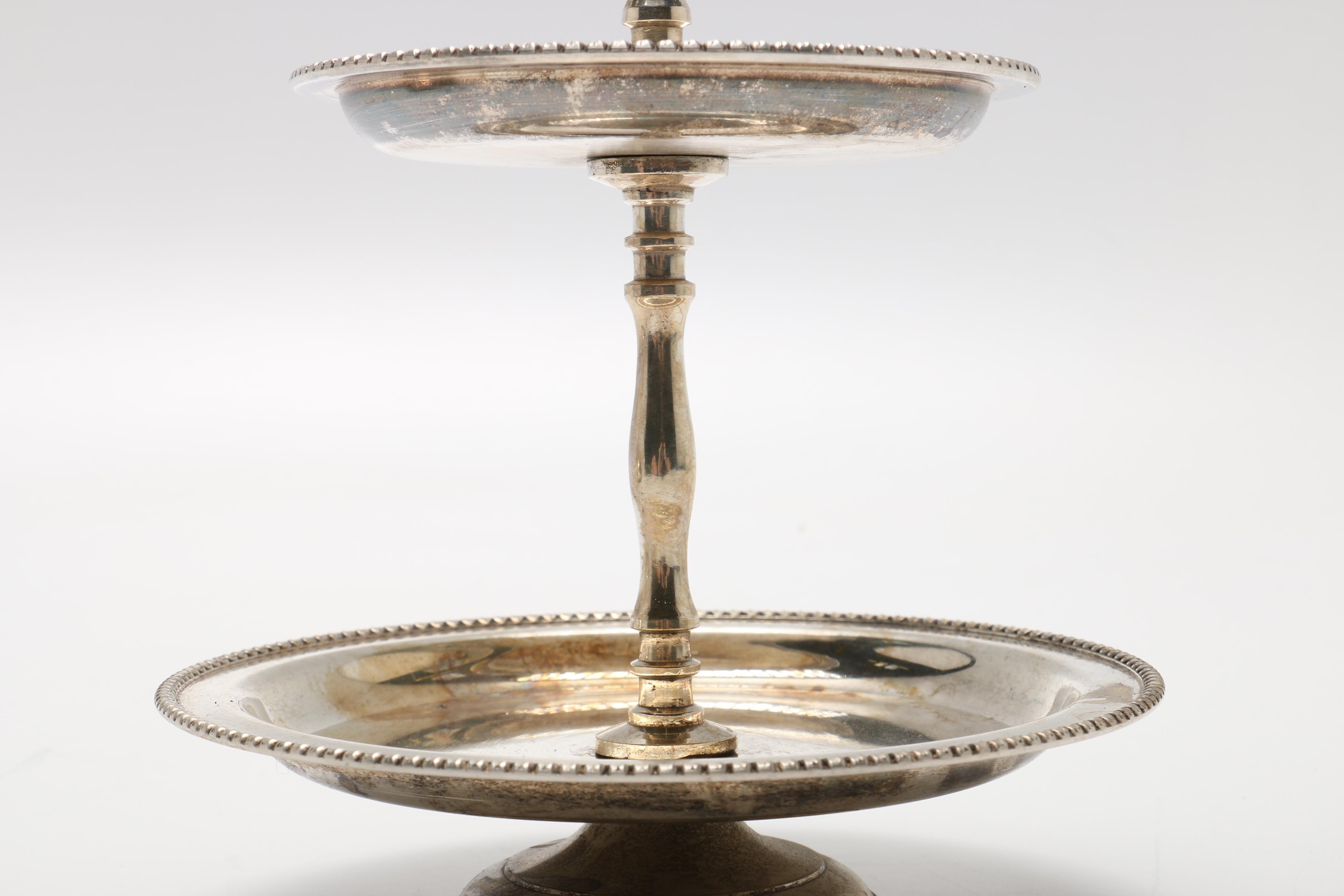 Silver Plate Cruet Set and Assorted Silver Plate