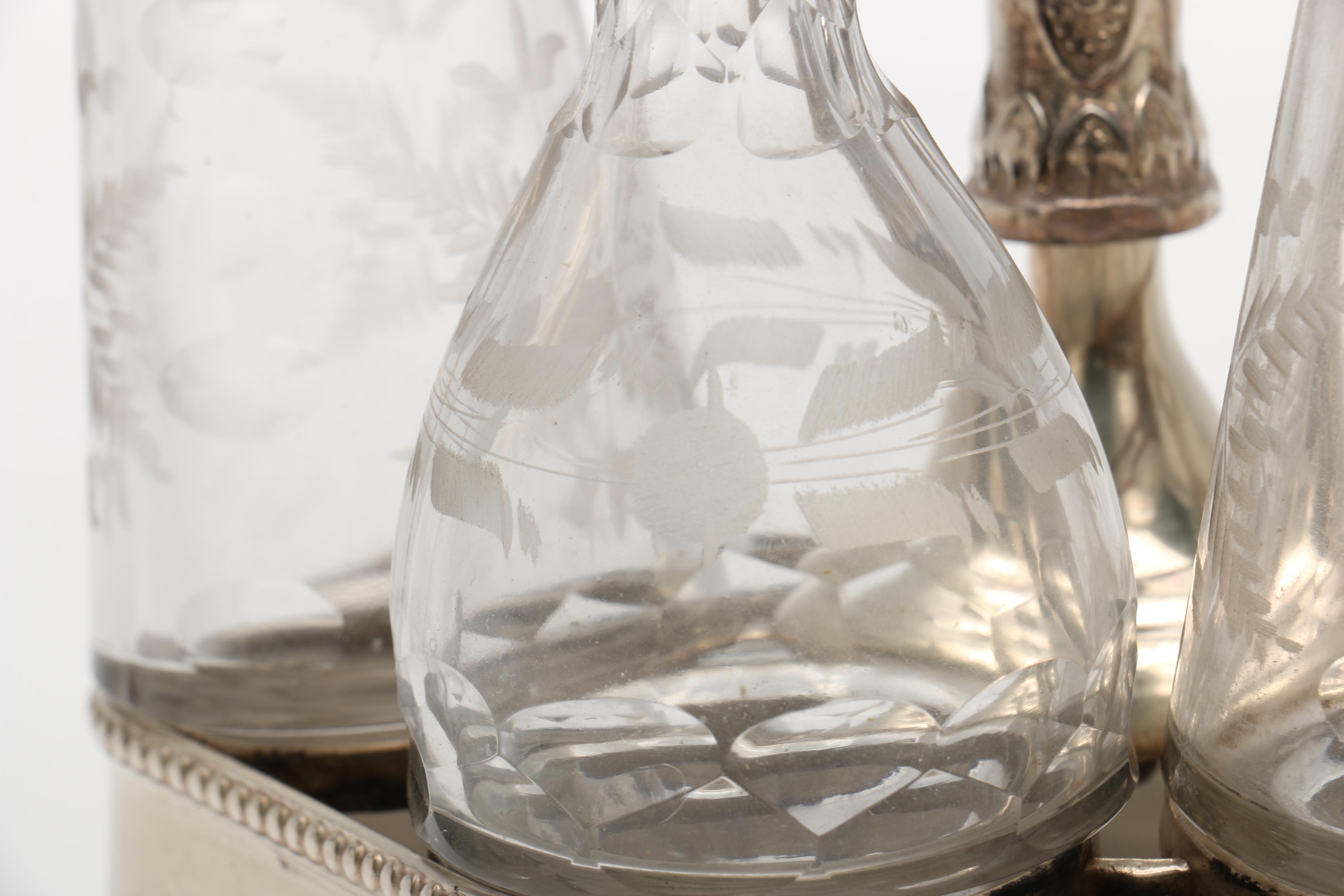 Silver Plate Cruet Set and Assorted Silver Plate