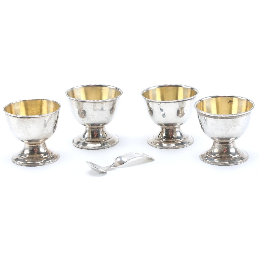 Sterling Egg Cups and Spoon