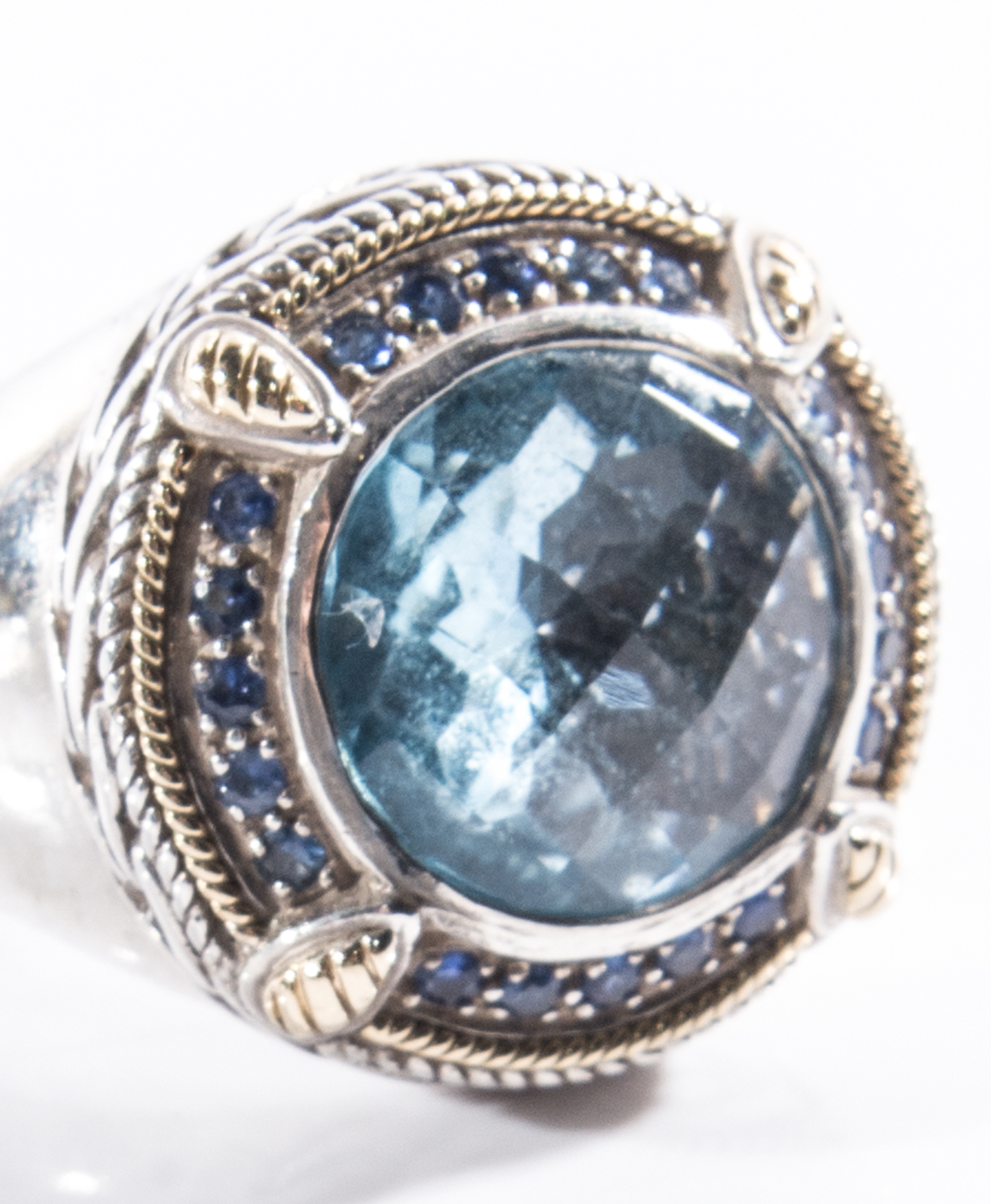 EFFY Sterling Silver and 18K Gold Blue Topaz and Sapphire Ring