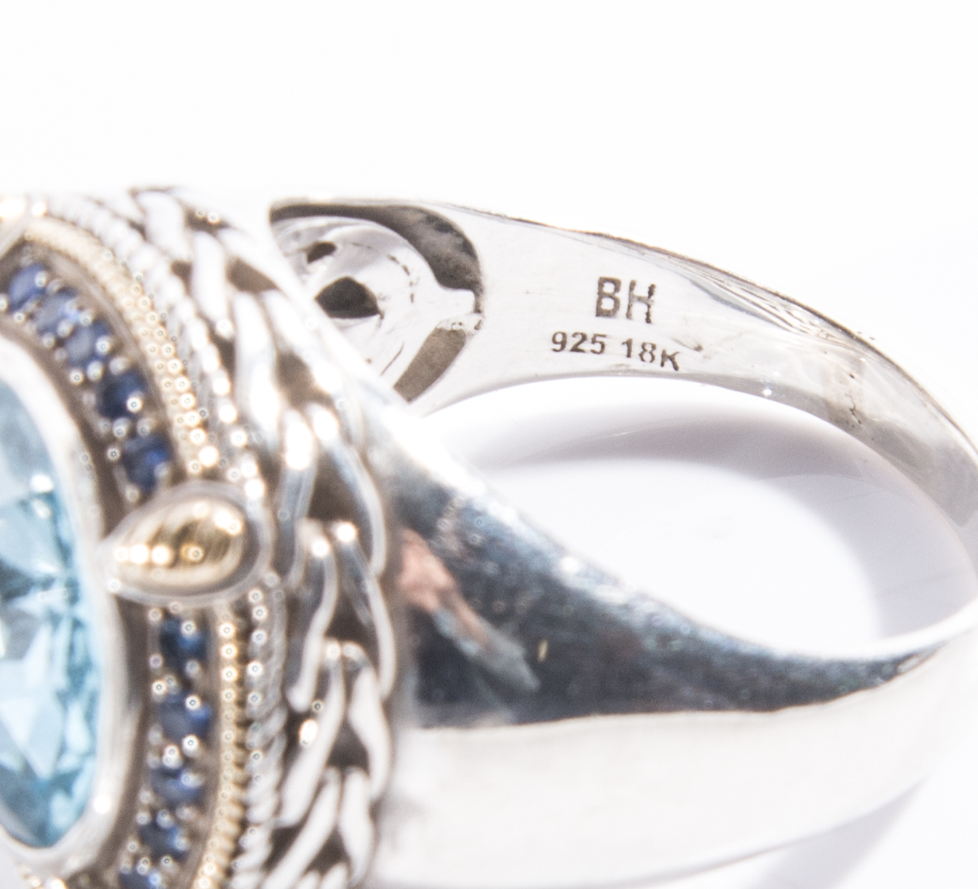 EFFY Sterling Silver and 18K Gold Blue Topaz and Sapphire Ring