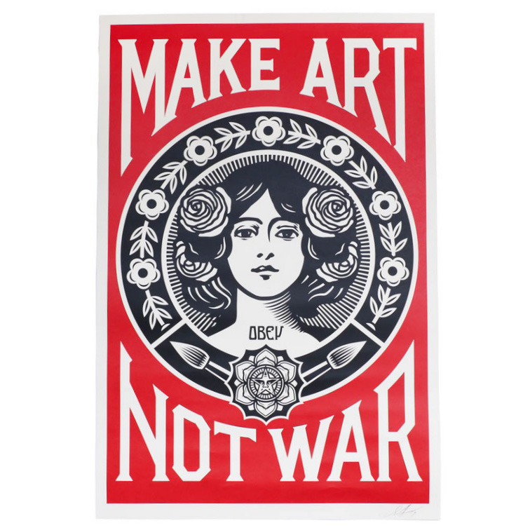 Shepard Fairey Signed Open Edition Giclée "Make Art Not War"