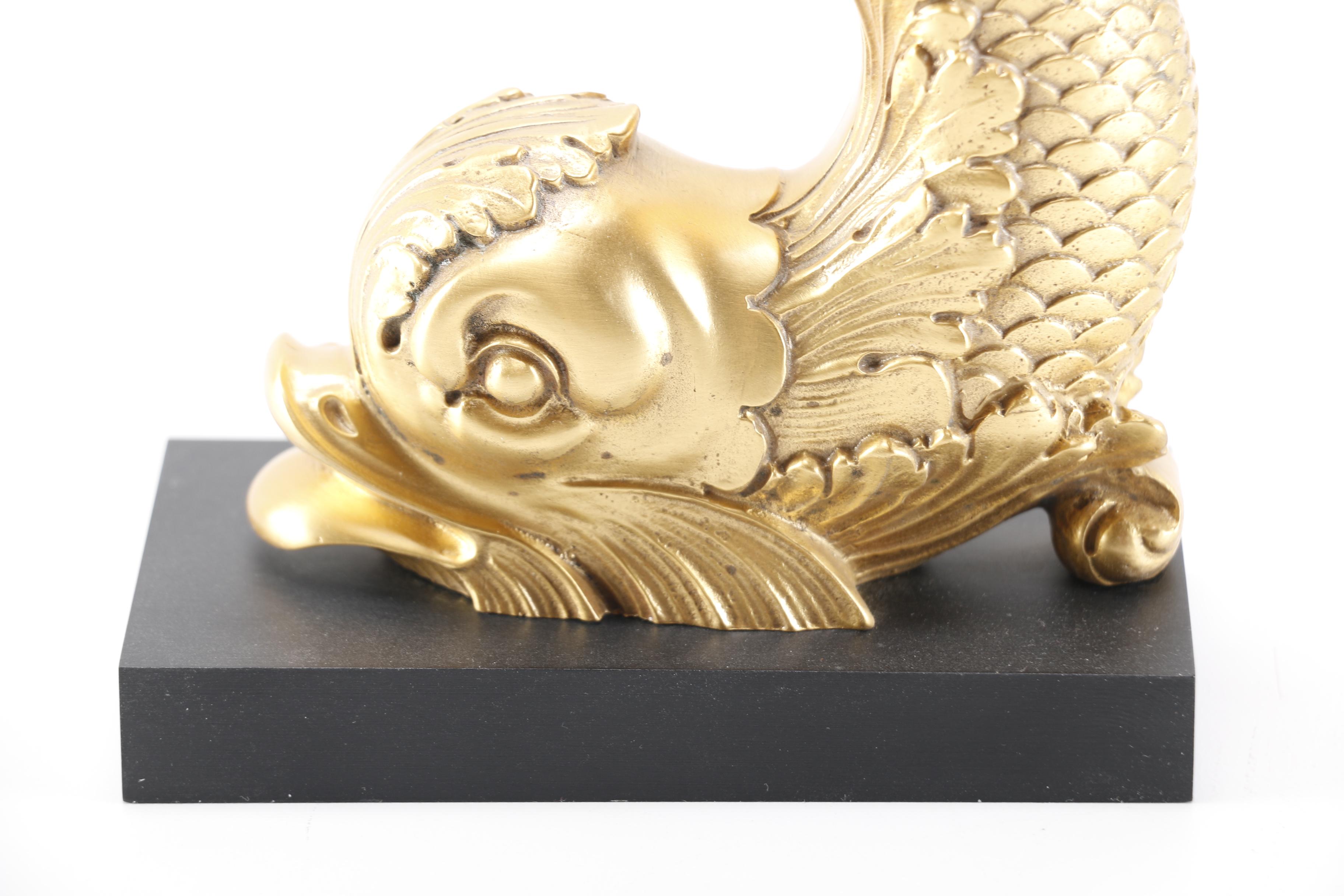Brass Tone Dolphin Sculpture