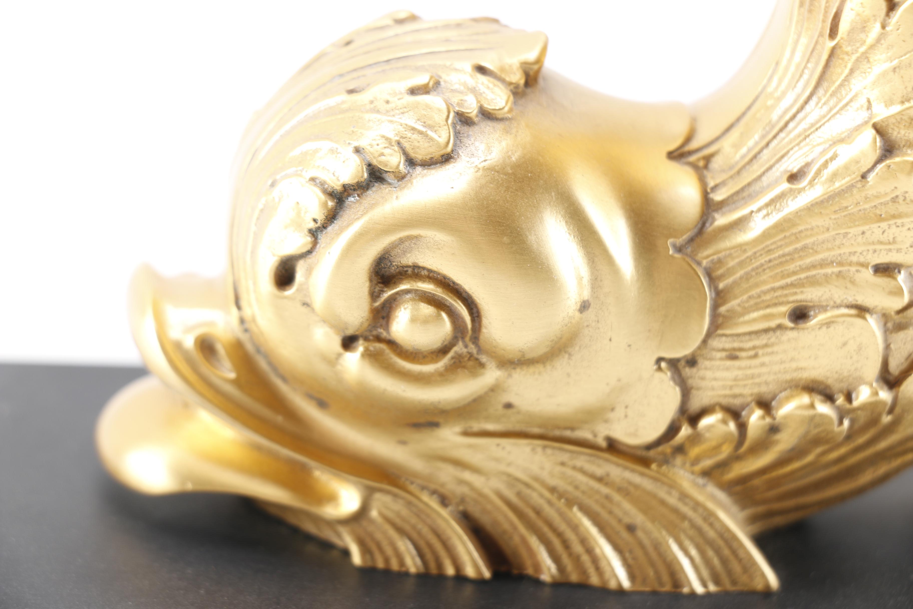 Brass Tone Dolphin Sculpture