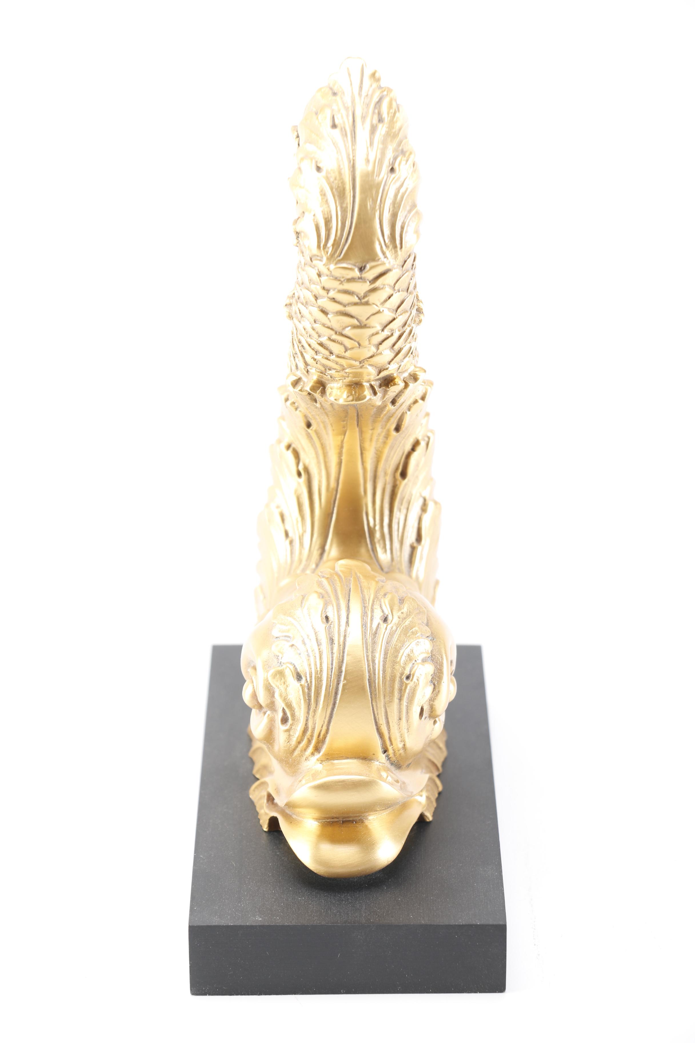 Brass Tone Dolphin Sculpture