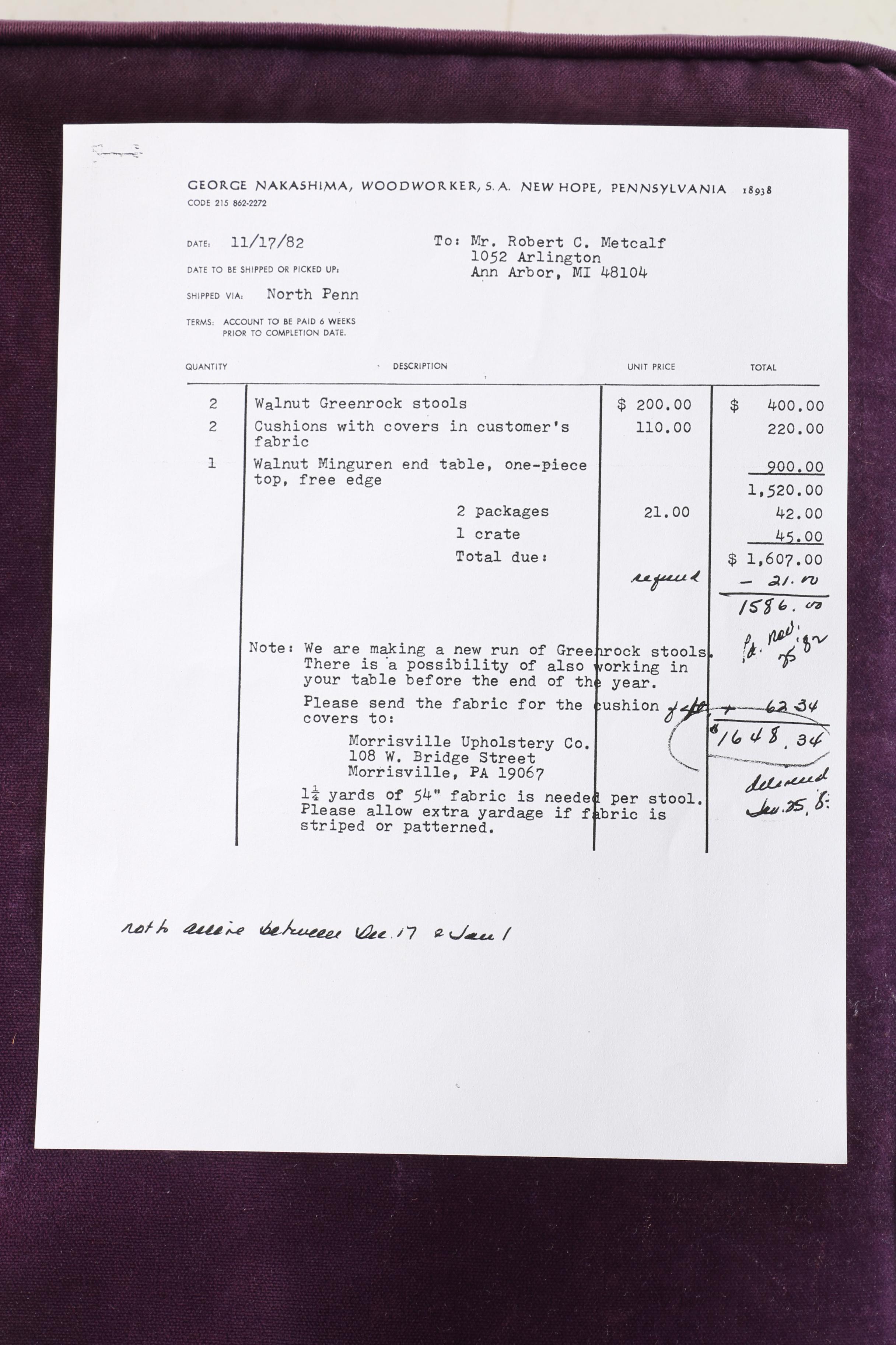 Vintage George Nakashima Ottoman With Provenance