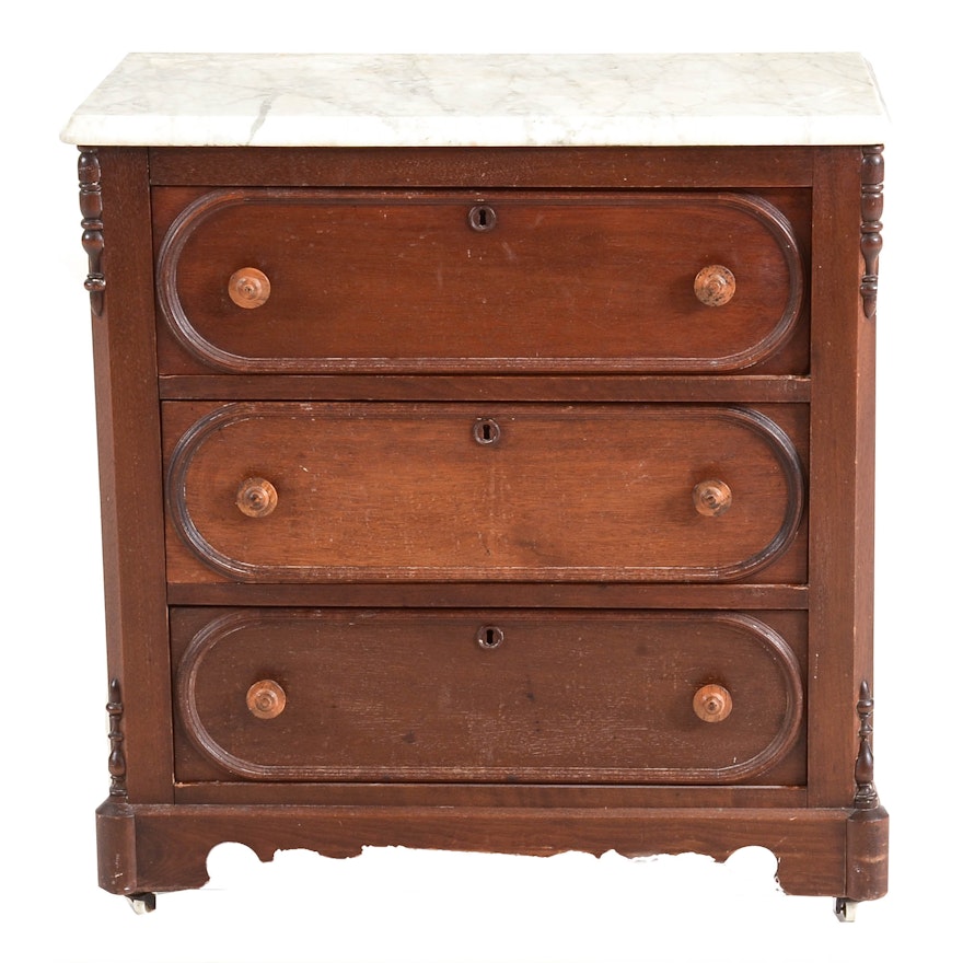 Victorian Walnut Marble Top Dresser