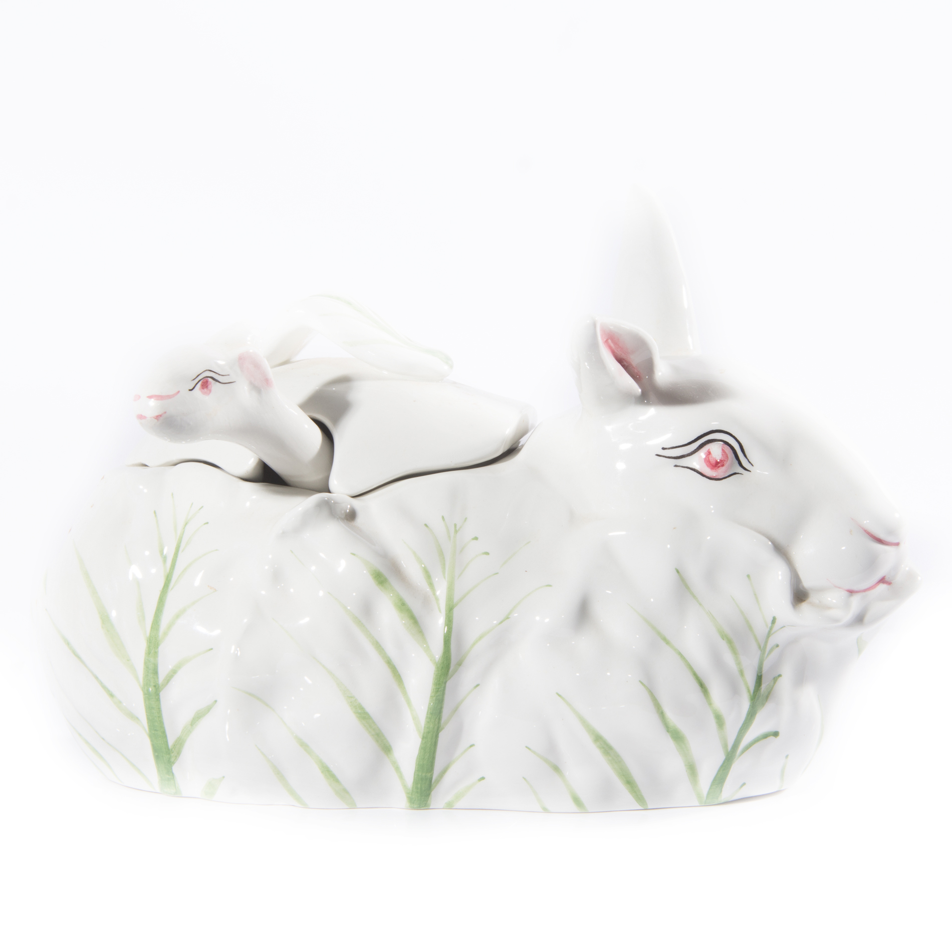 Nove Italian Hand-Painted Ceramic Bunny Tureen
