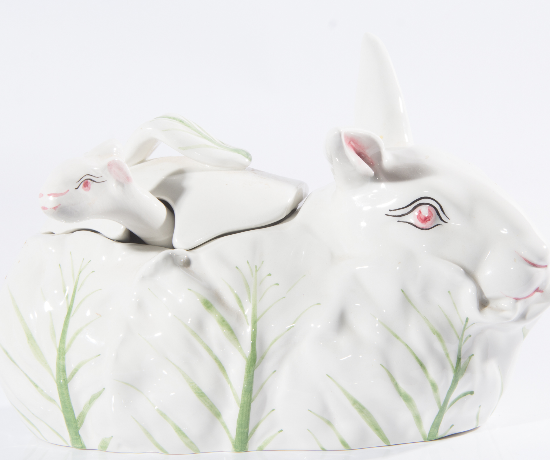 Nove Italian Hand-Painted Ceramic Bunny Tureen