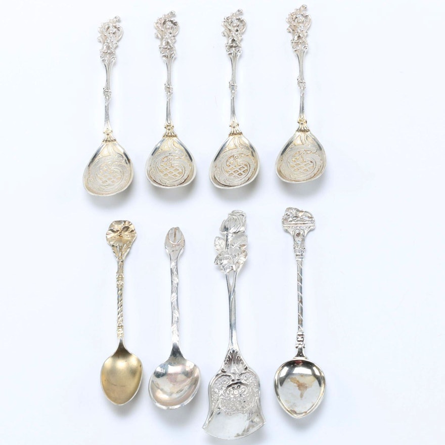 Reed & Barton 800 Silver Souvenir Spoons With Additional 750 and 800 Silver Pieces